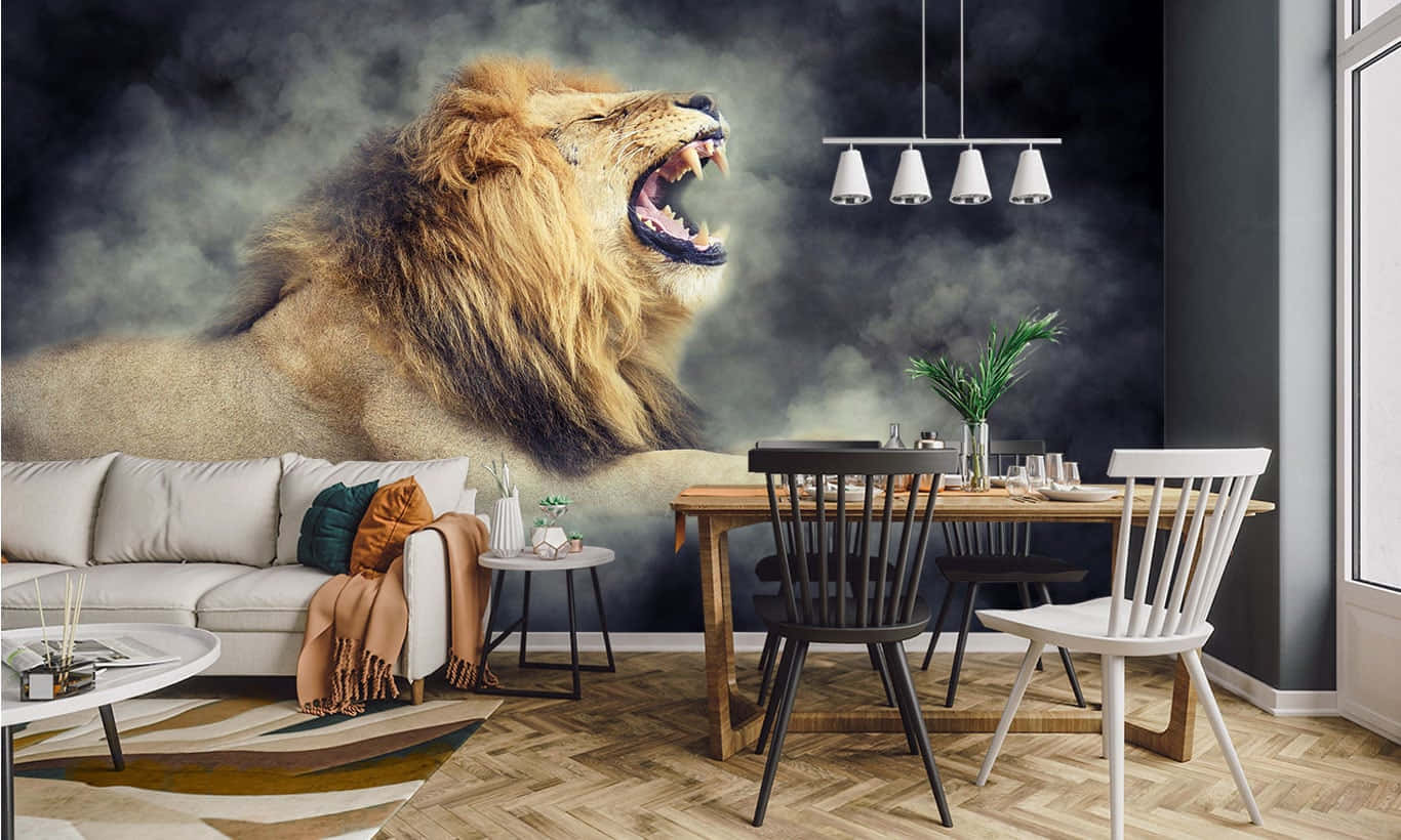 Roaring Lion, lion, modern dining room, HD Desktop Wallpaper