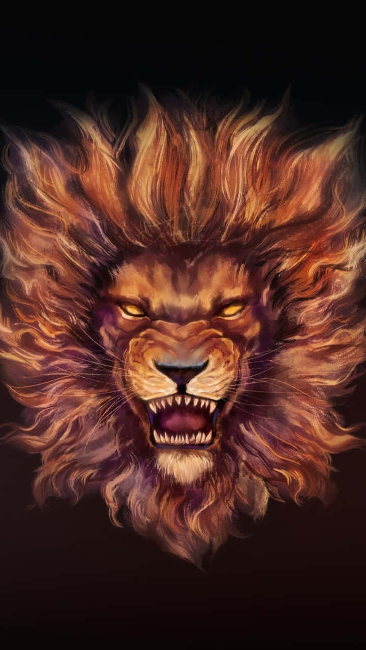 Roaring Lion, glowing eyes, roaring expression, HD Phone Wallpaper