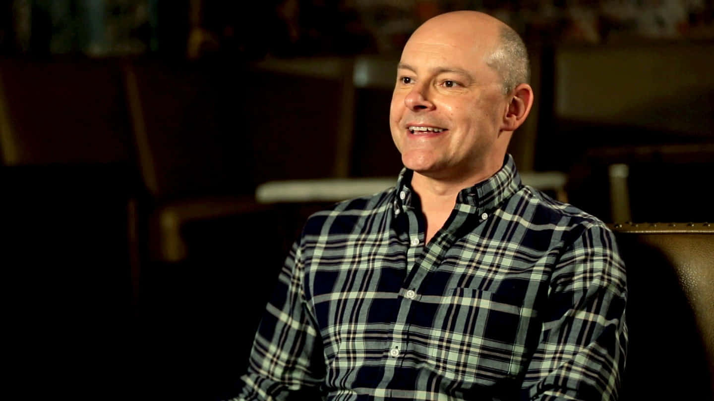 Rob Corddry, bald man, plaid shirt, HD Desktop Wallpaper