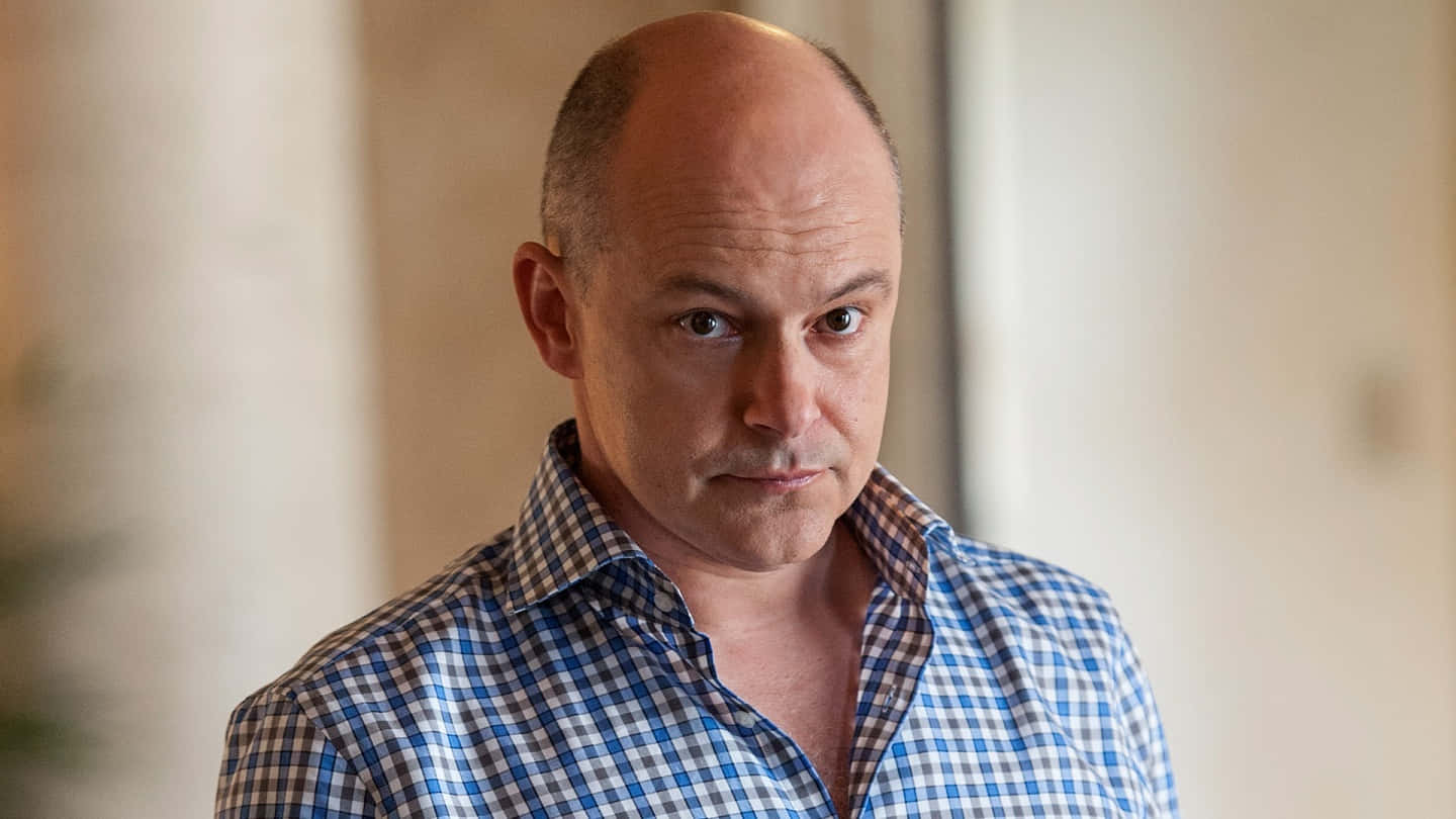 Rob Corddry, blue checkered shirt, bald, HD Desktop Wallpaper