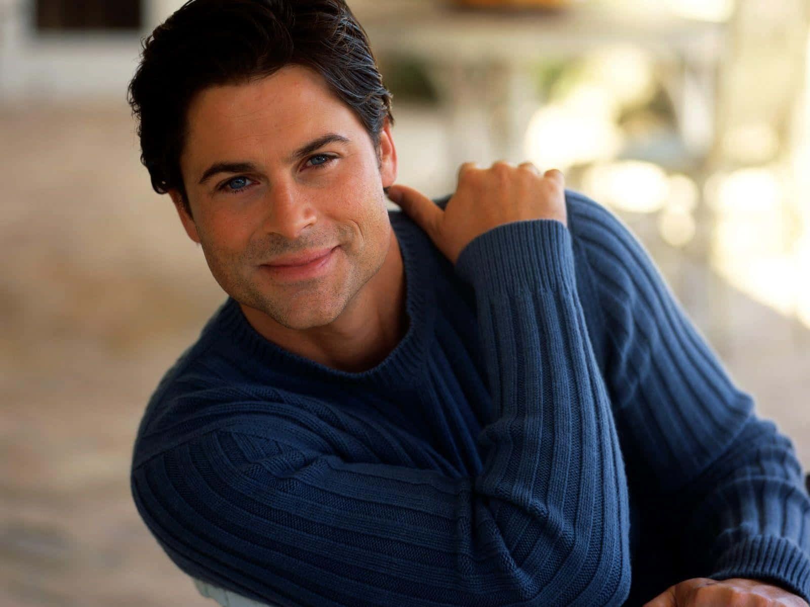 Rob Lowe, blue ribbed sweater, profile, HD Desktop Wallpaper