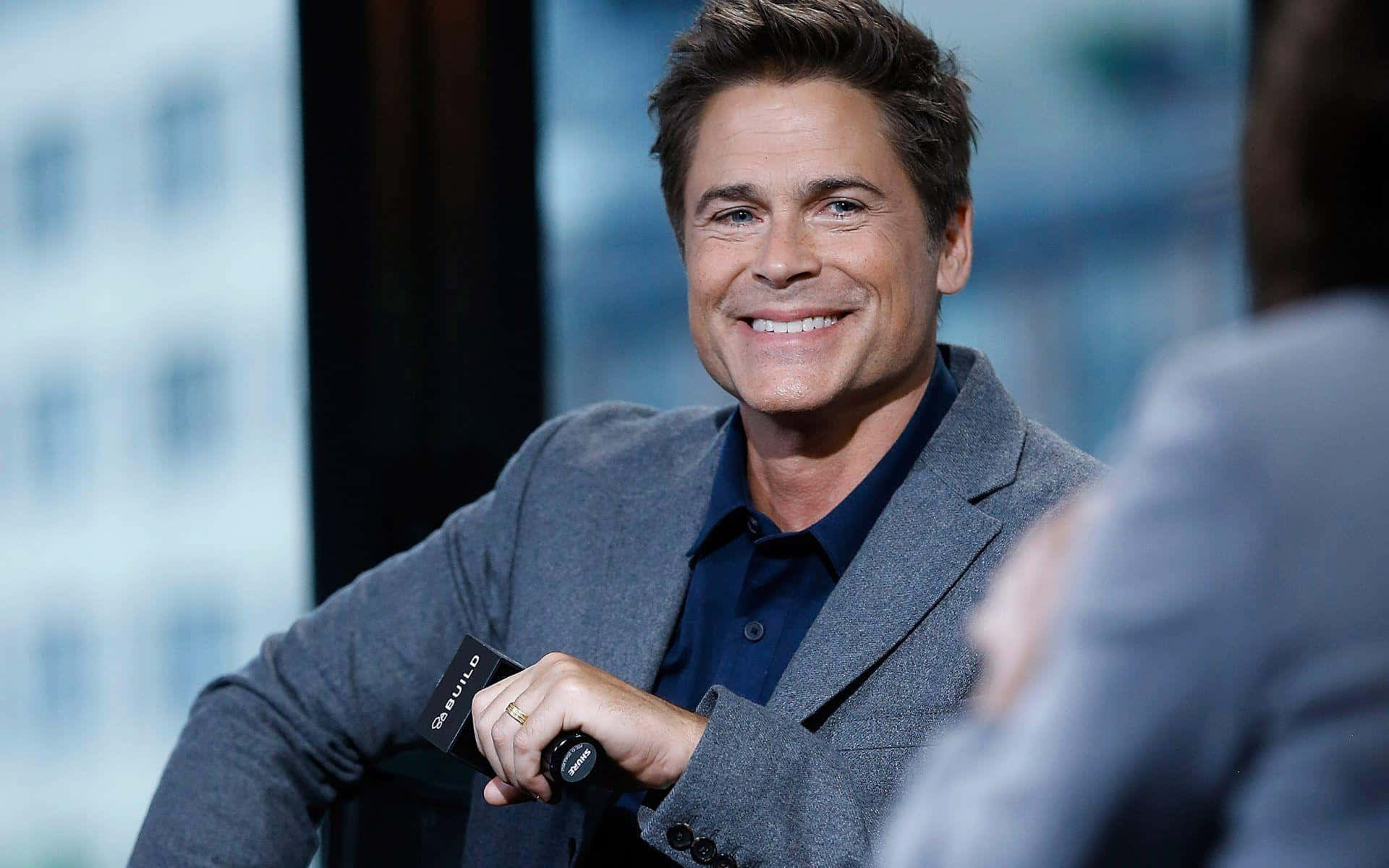 Rob Lowe, gray blazer, dark shirt, Full HD Desktop Wallpaper
