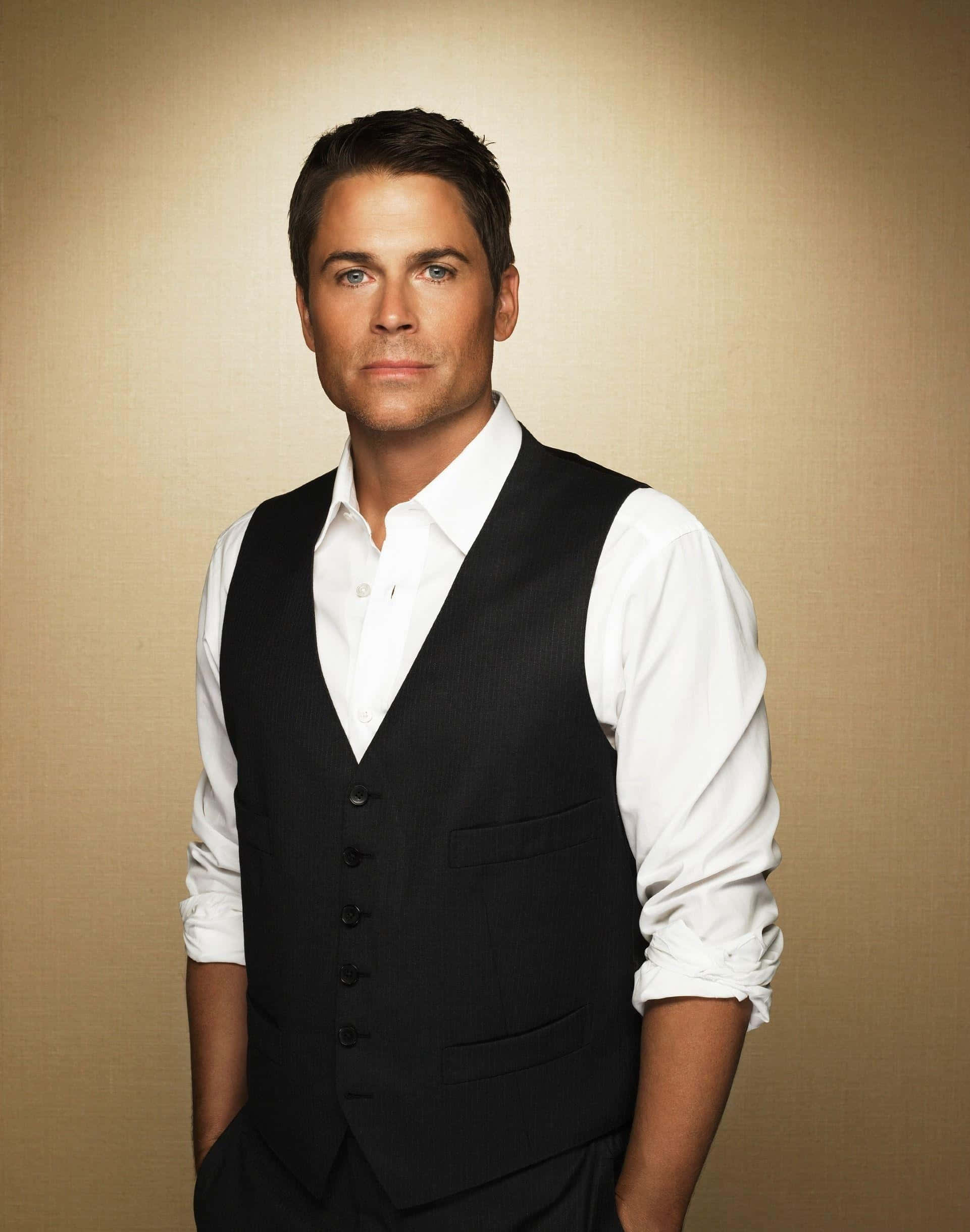 Rob Lowe, black vest, white shirt, Full HD Phone Wallpaper