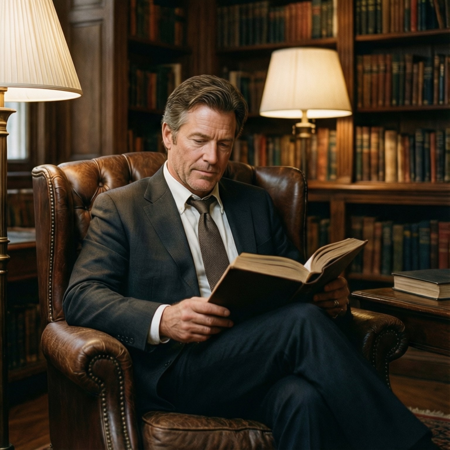 Rob Lowe, library, warm, HD Desktop Wallpaper