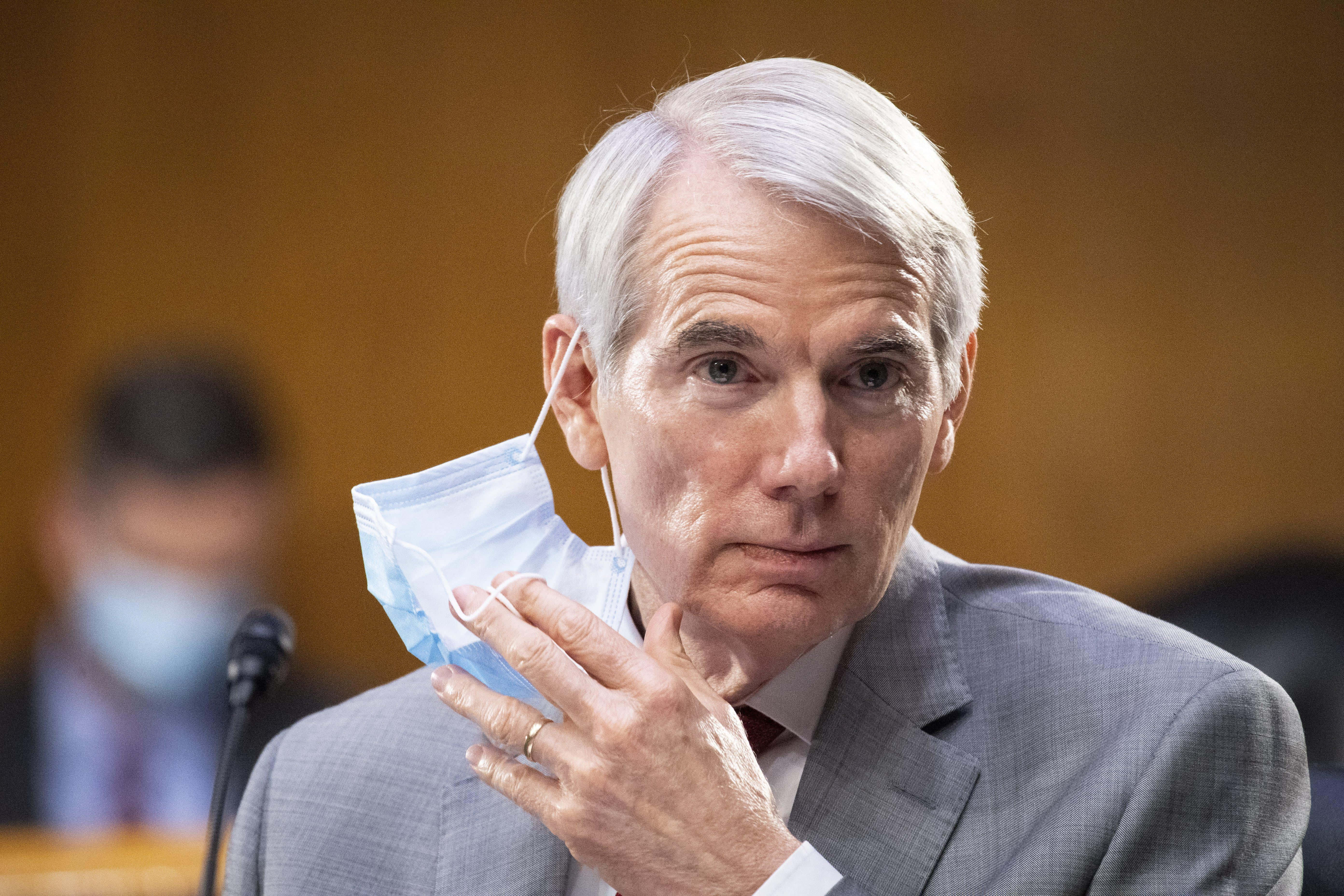 Rob Portman, white hair, blue surgical mask, 5K Desktop Wallpaper