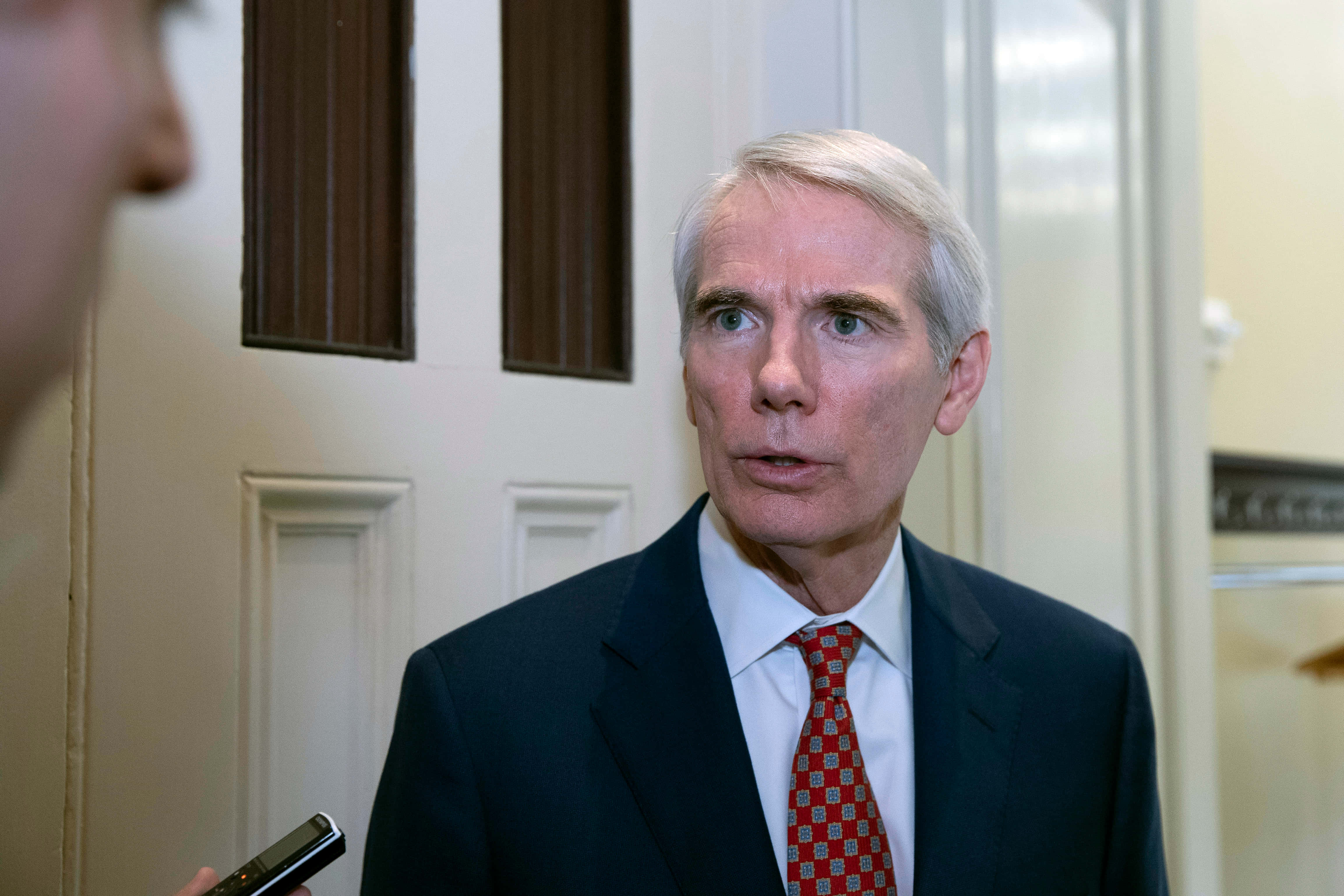 Rob Portman, dark suit, red patterned tie, 4K Desktop Wallpaper