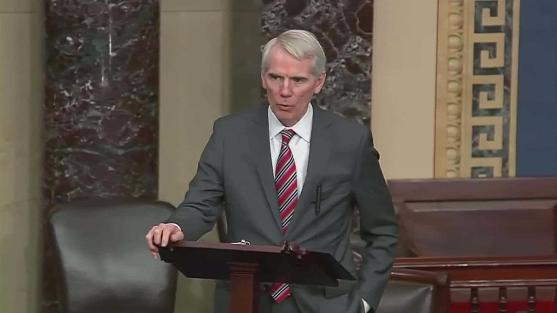 Rob Portman, gray suit, red striped tie, Full HD Desktop Wallpaper