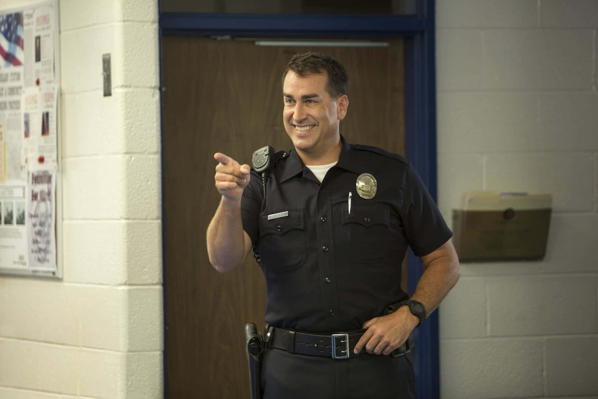 Rob Riggle, police officer, uniform, Full HD Desktop Wallpaper