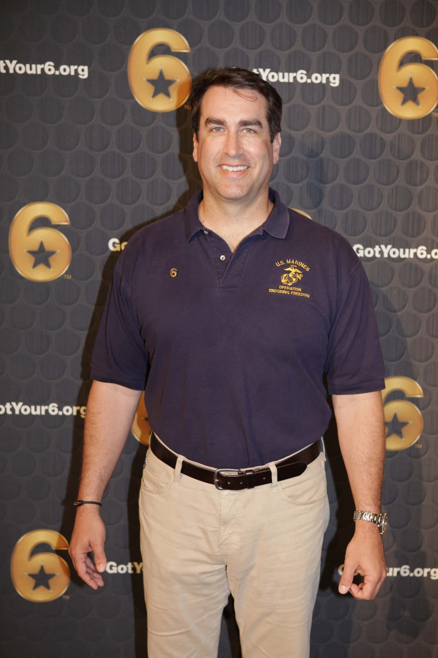 Rob Riggle, navy U.S. Marines polo shirt, dark gray wall, Full HD Phone Wallpaper