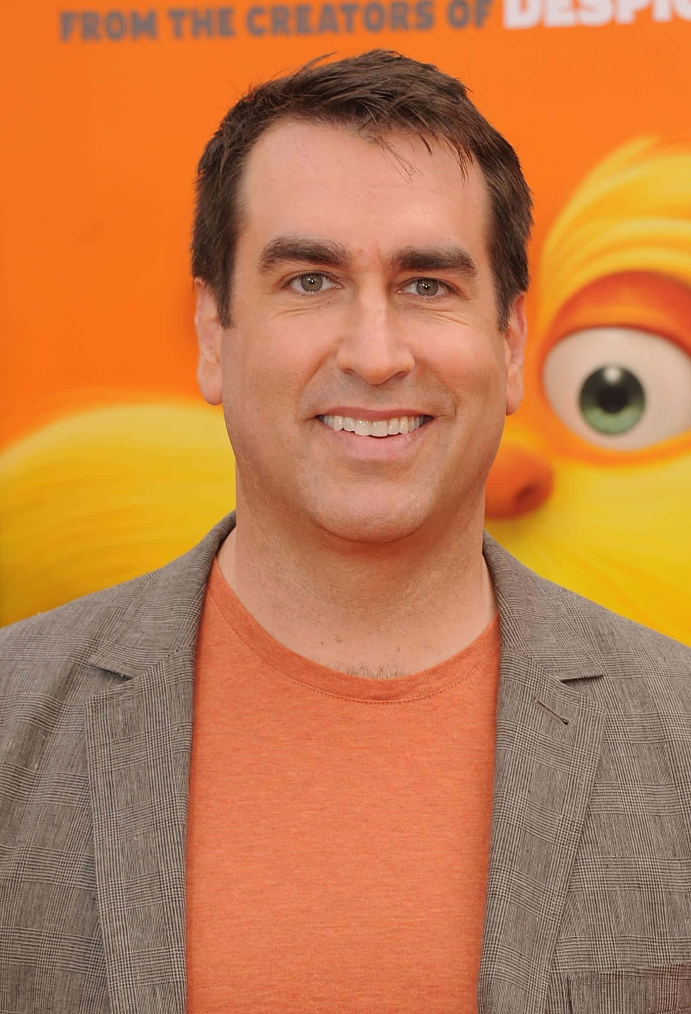 Rob Riggle, gray blazer, orange shirt, Full HD Phone Wallpaper