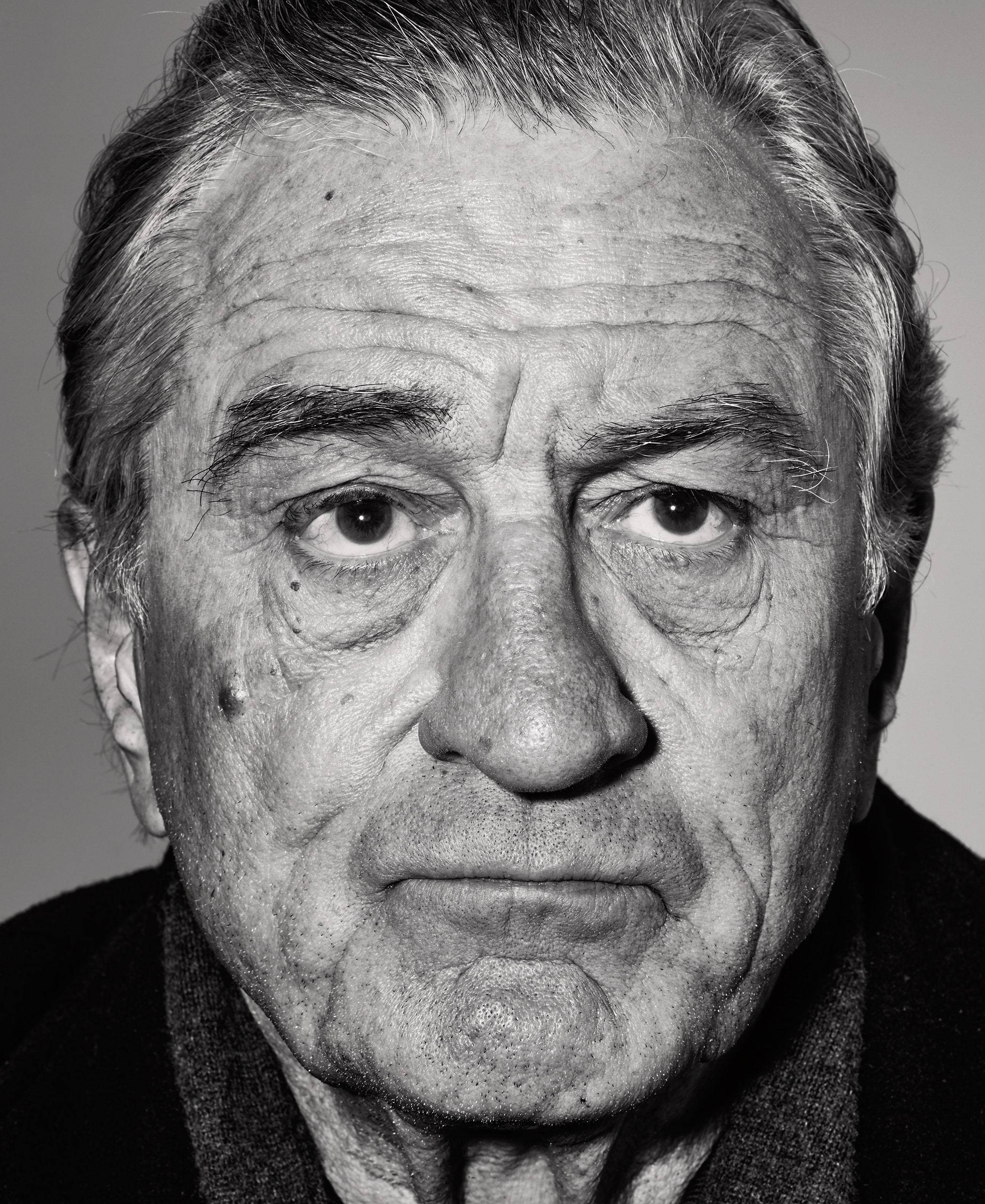Robert De Niro, black and white, close-up, 2K Phone Wallpaper
