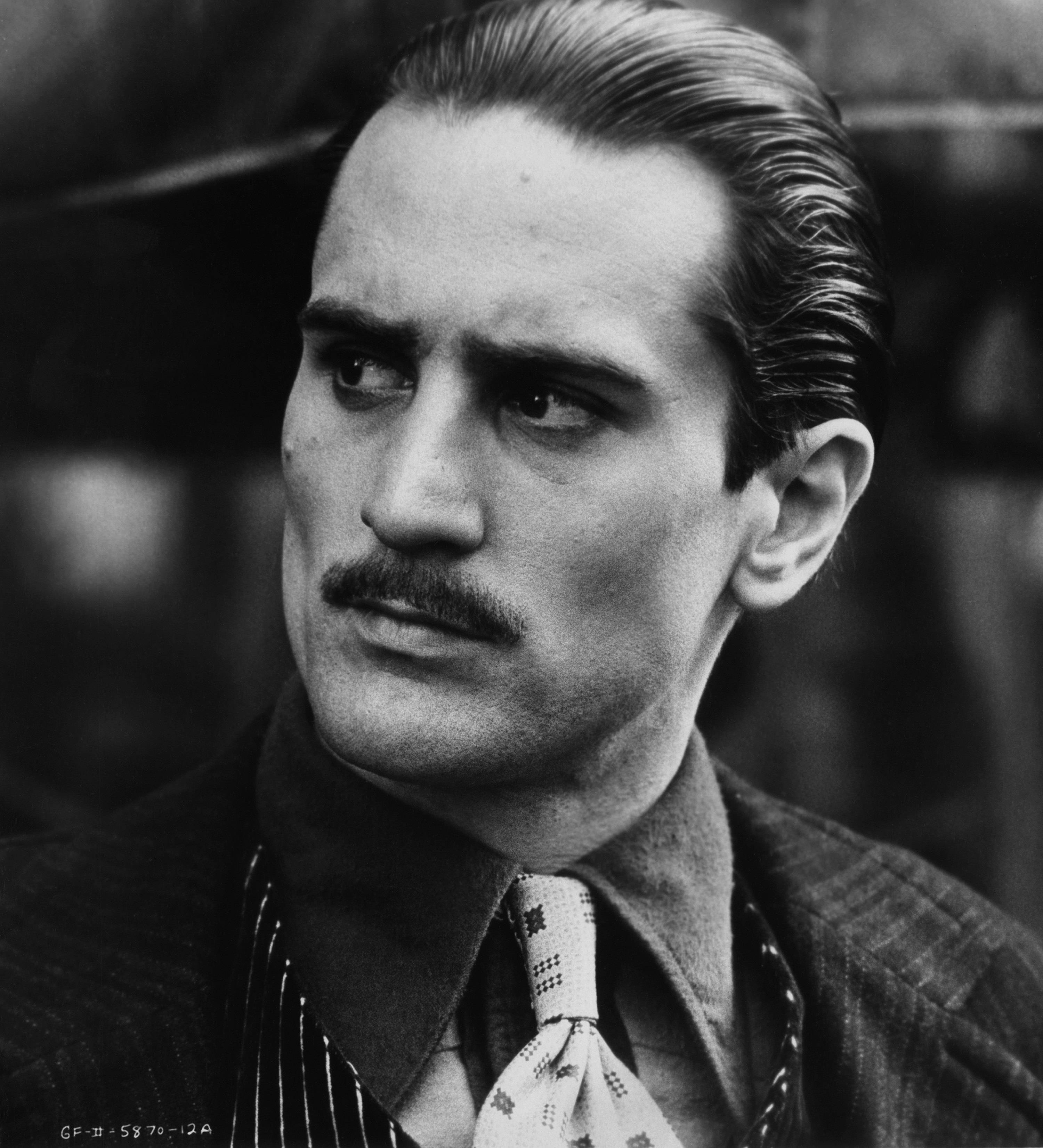 Robert De Niro, mustache, suit, 2K Phone Wallpaper