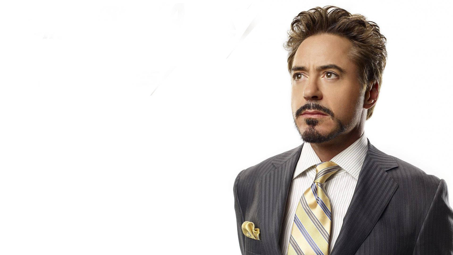 Robert Downey Jr, gold necktie, pinstripe suit, Full HD Desktop Wallpaper