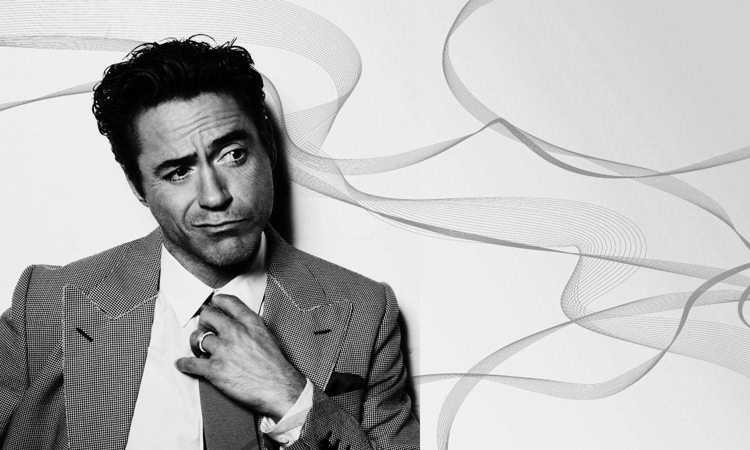 Robert Downey Jr, checkered suit, tie, HD Desktop Wallpaper