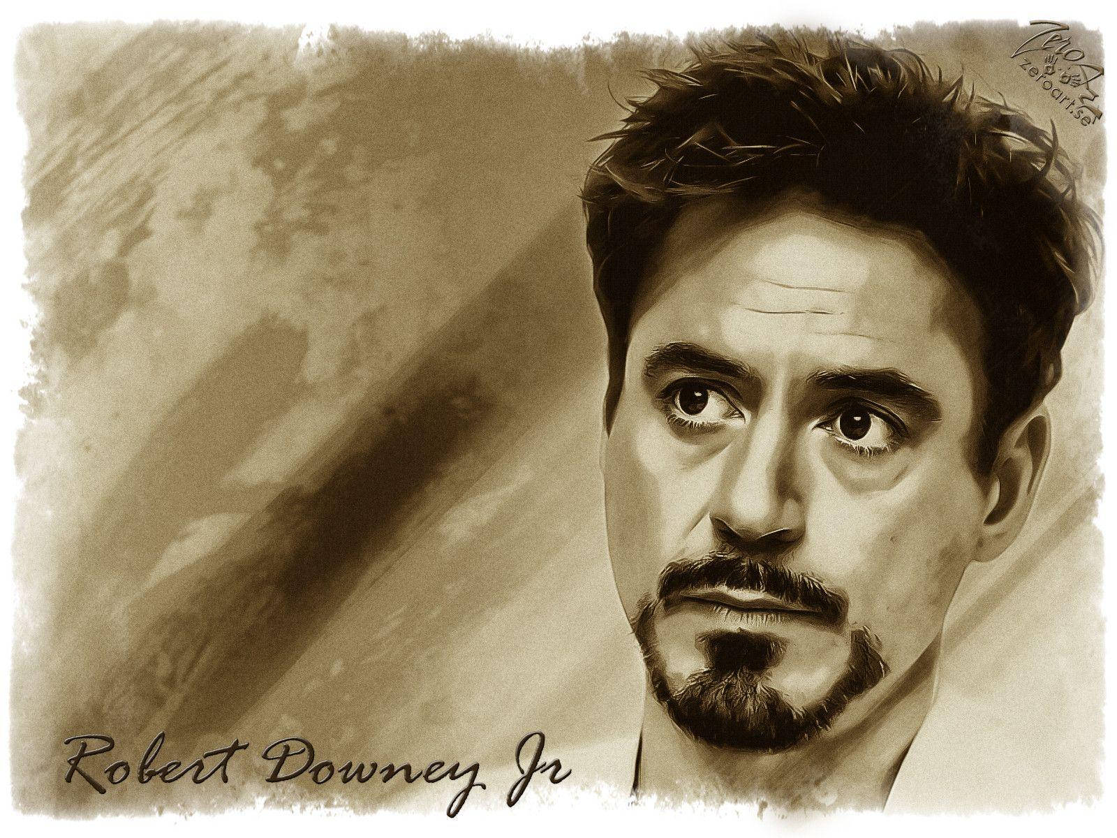 Robert Downey Jr, sepia-toned, digital portrait, HD Desktop Wallpaper