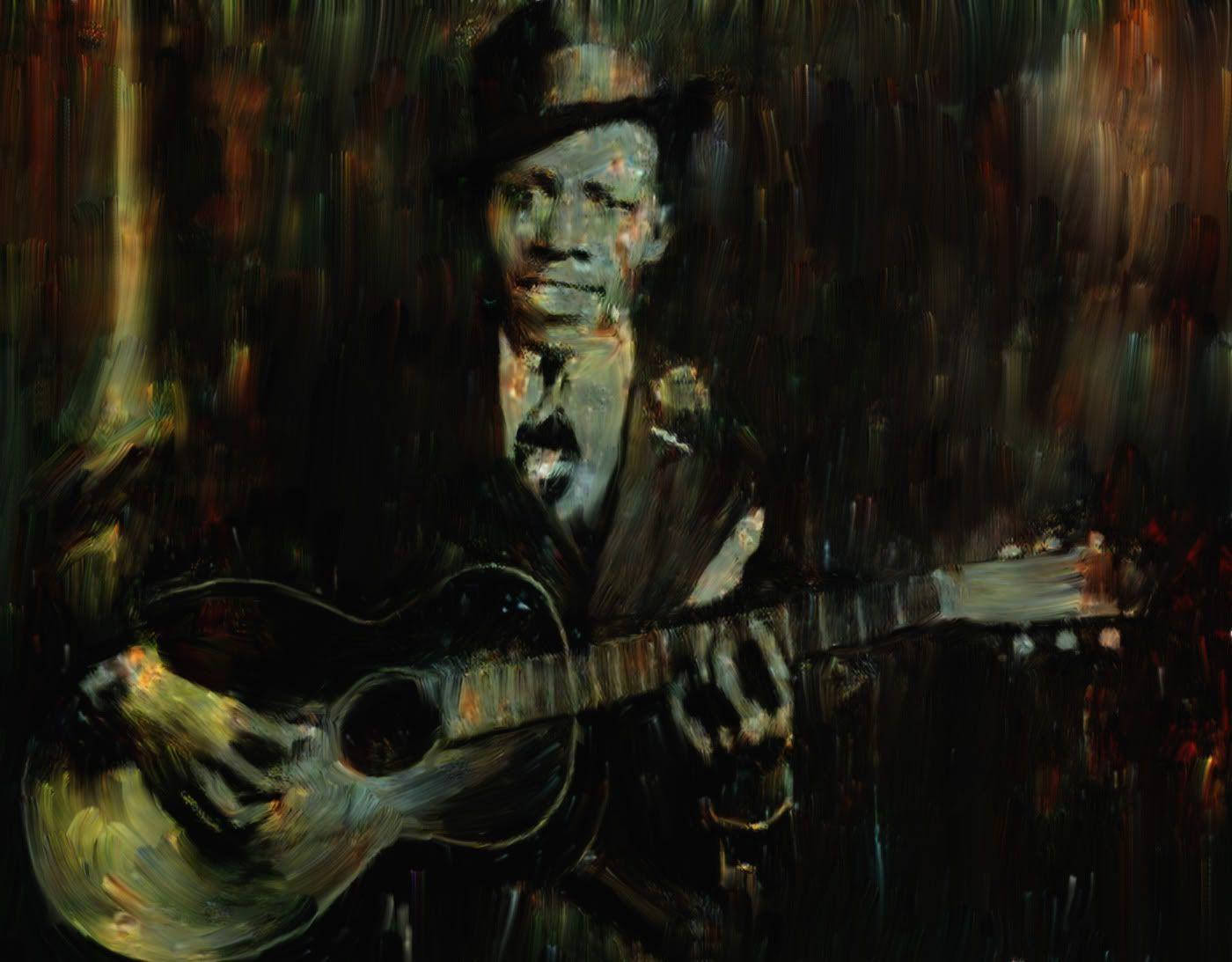 Robert Johnson, acoustic guitar, hat, HD Desktop Wallpaper
