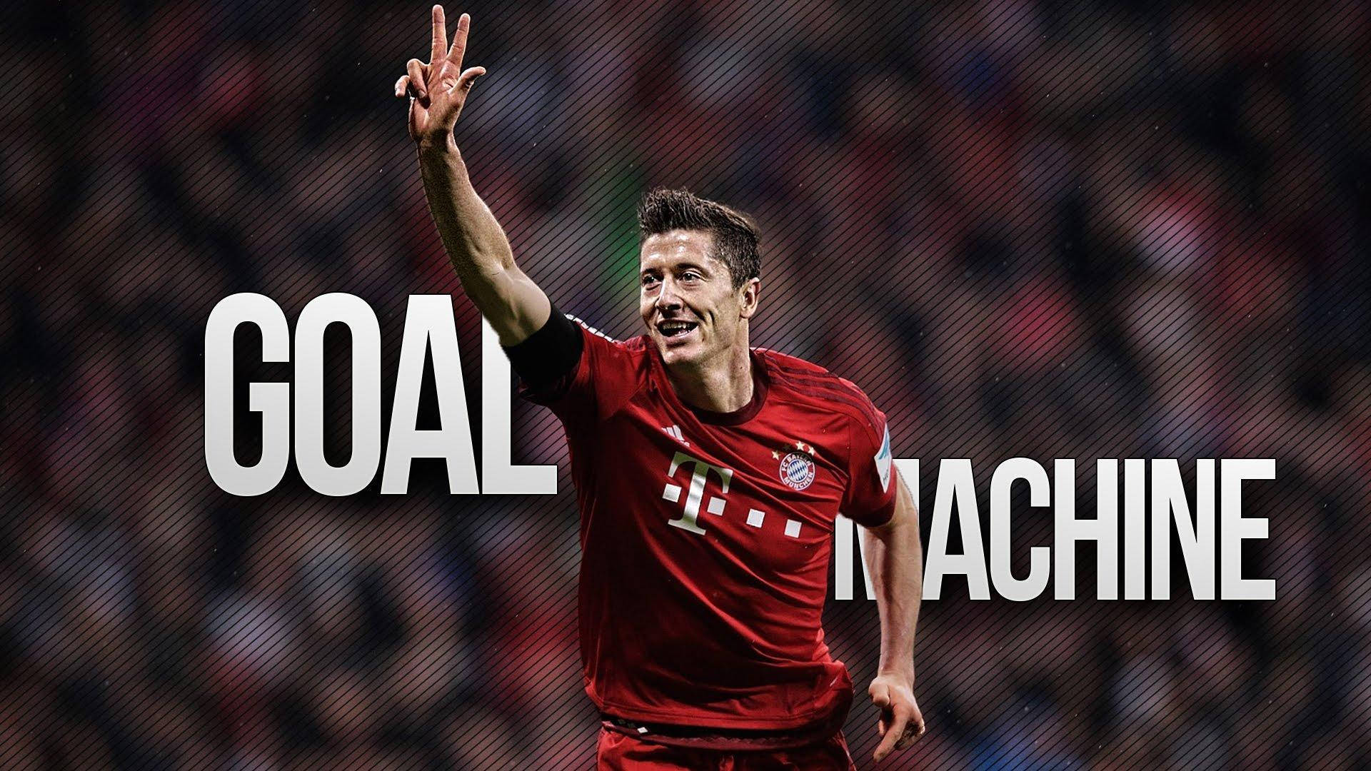 Robert Lewandowski, red jersey, goal, Full HD Desktop Wallpaper