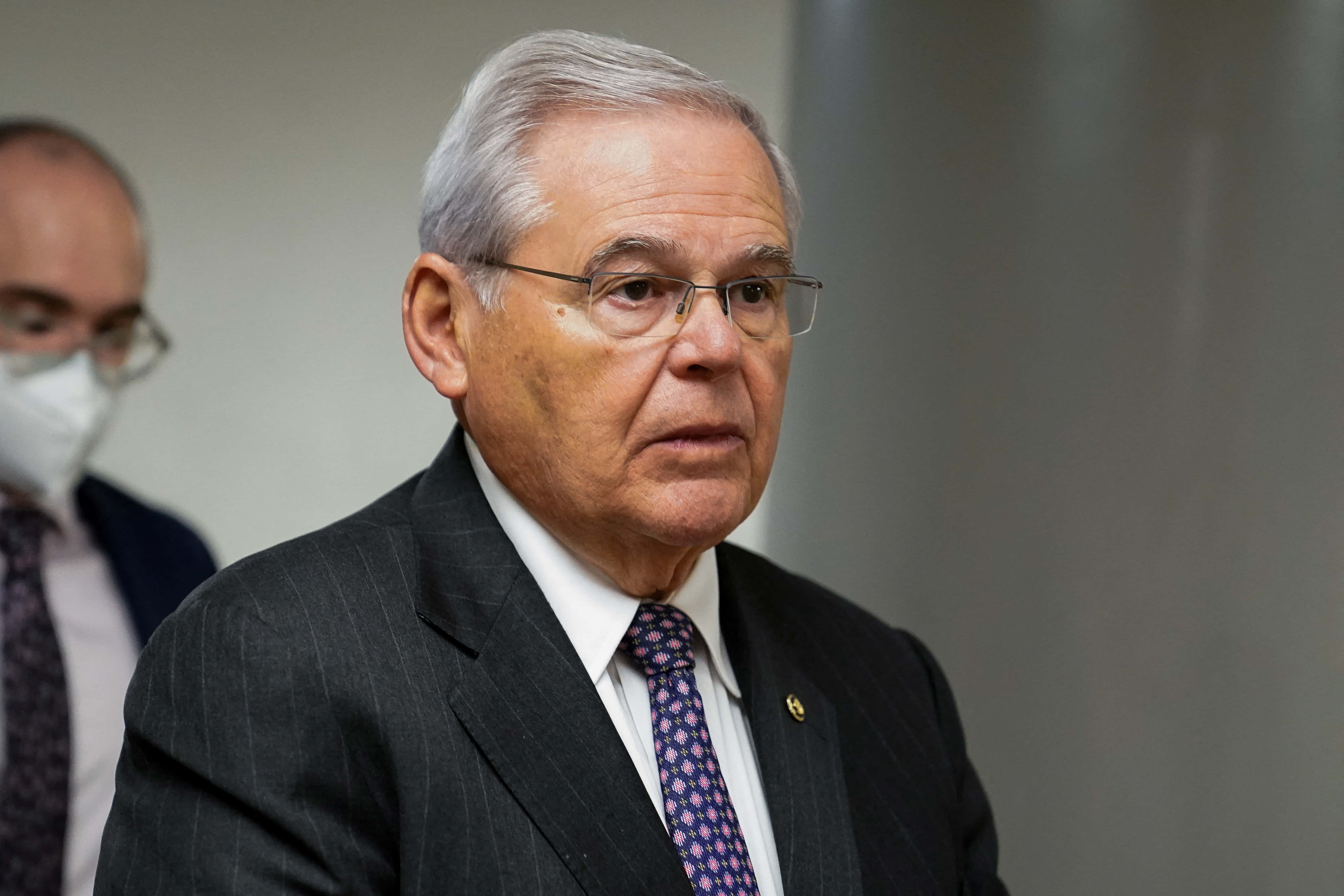 Robert Menendez, dotted necktie, dark pinstripe suit, 4K Desktop Wallpaper