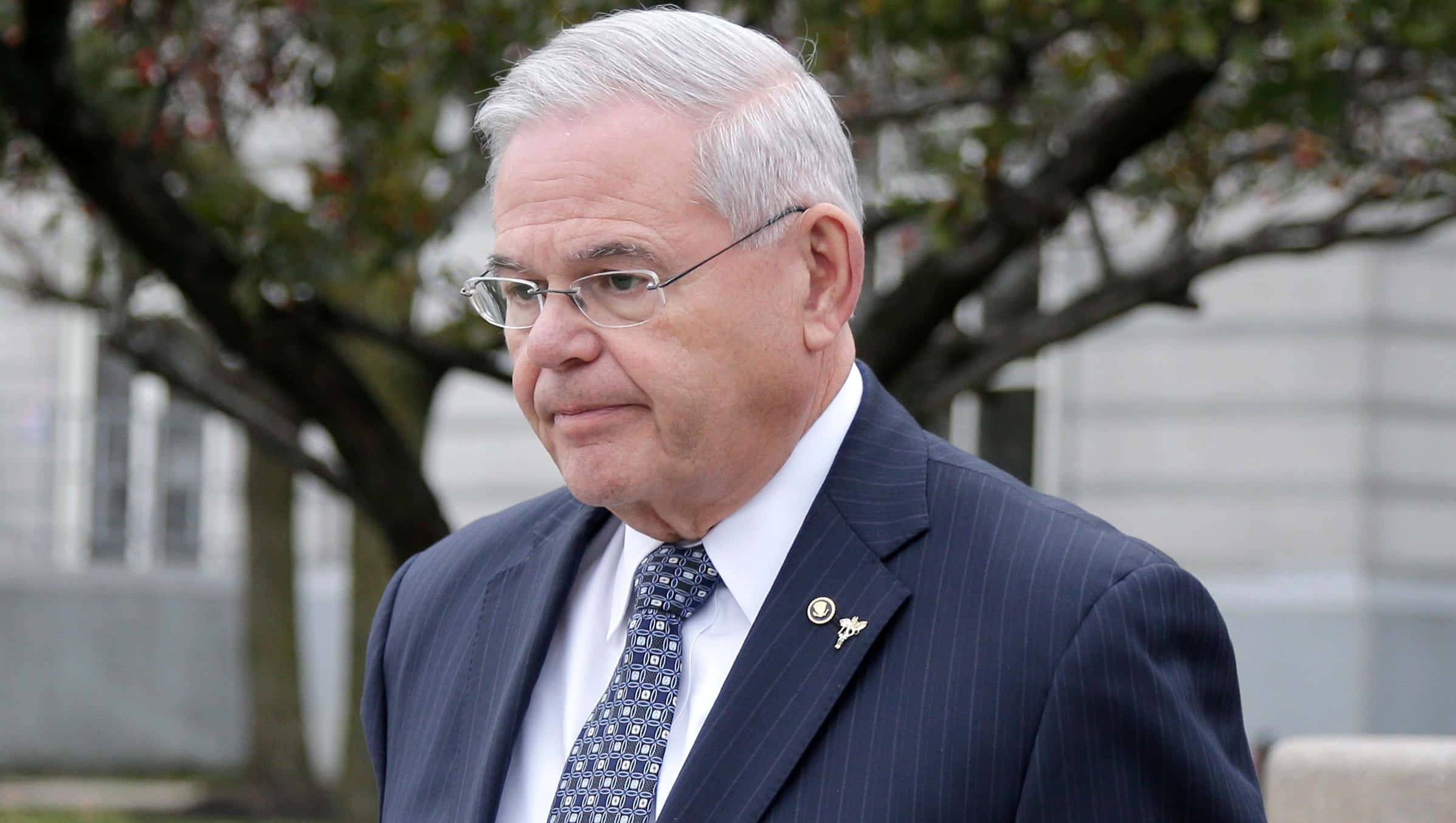 Robert Menendez, federal courthouse, dark pinstripe suit, Full HD Desktop Wallpaper