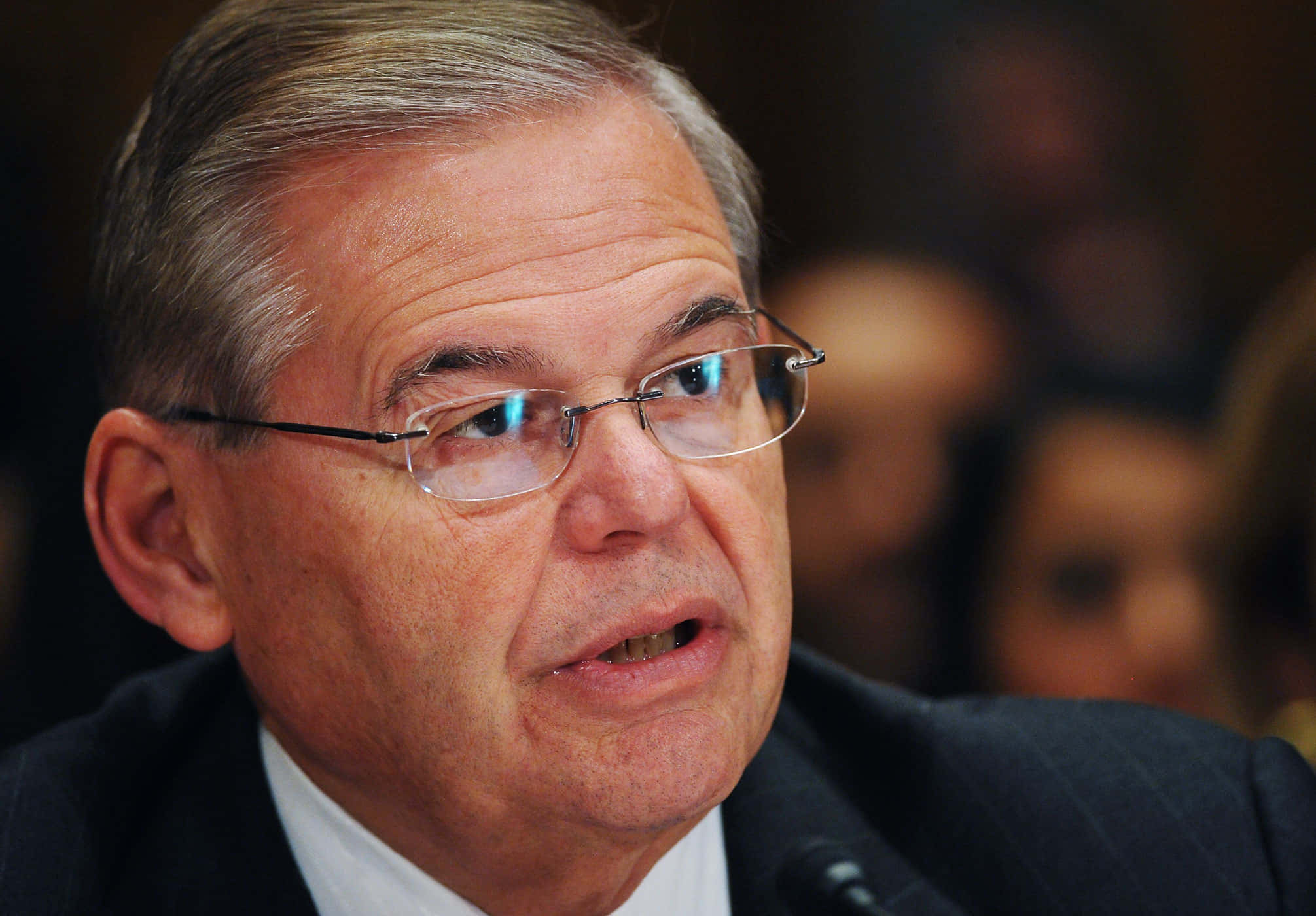 Robert Menendez, glasses, microphone, Full HD Desktop Wallpaper