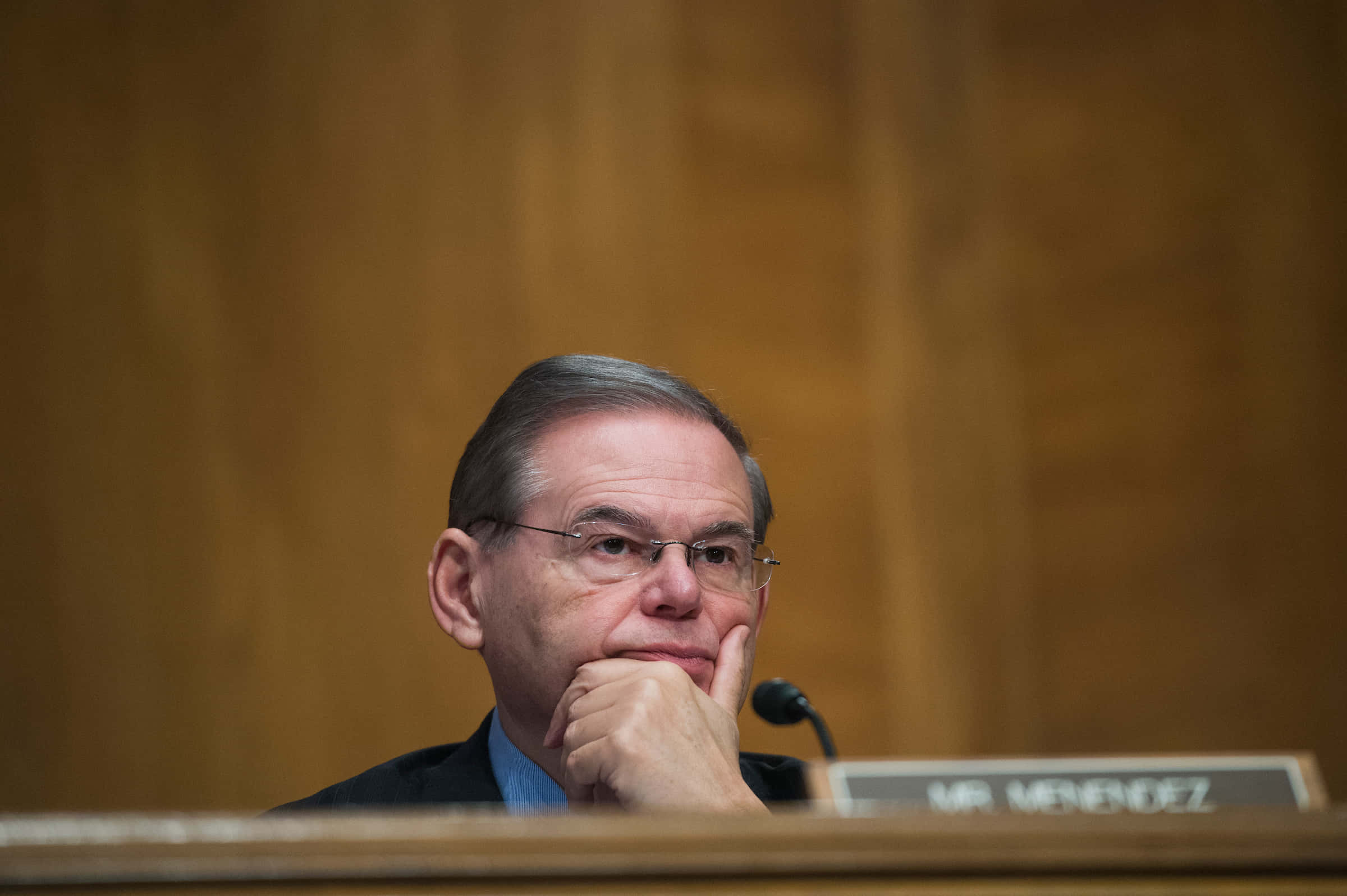Robert Menendez, glasses, wooden hearing table, Full HD Desktop Wallpaper