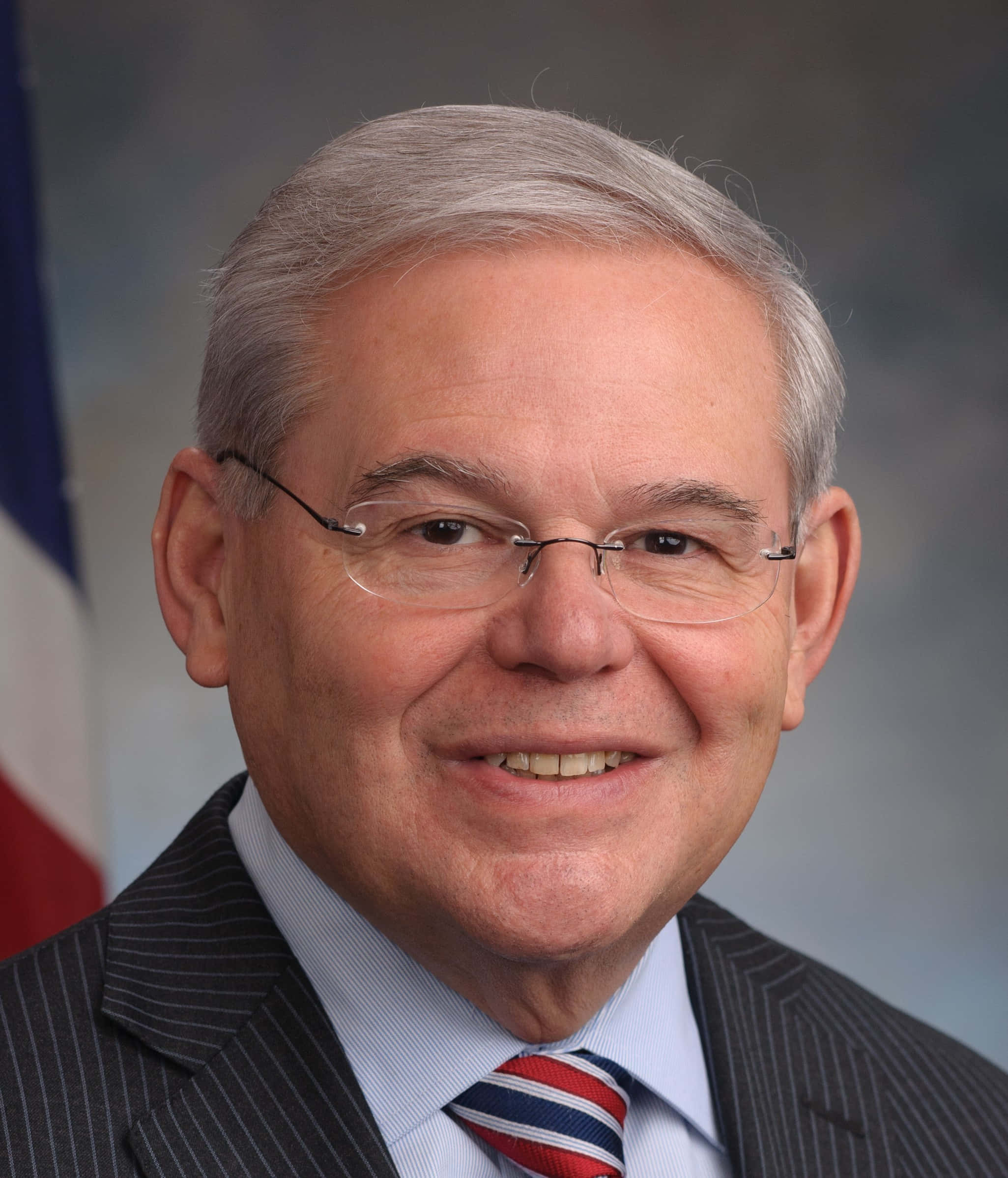 Robert Menendez, pinstripe suit, red blue striped tie, Full HD Phone Wallpaper