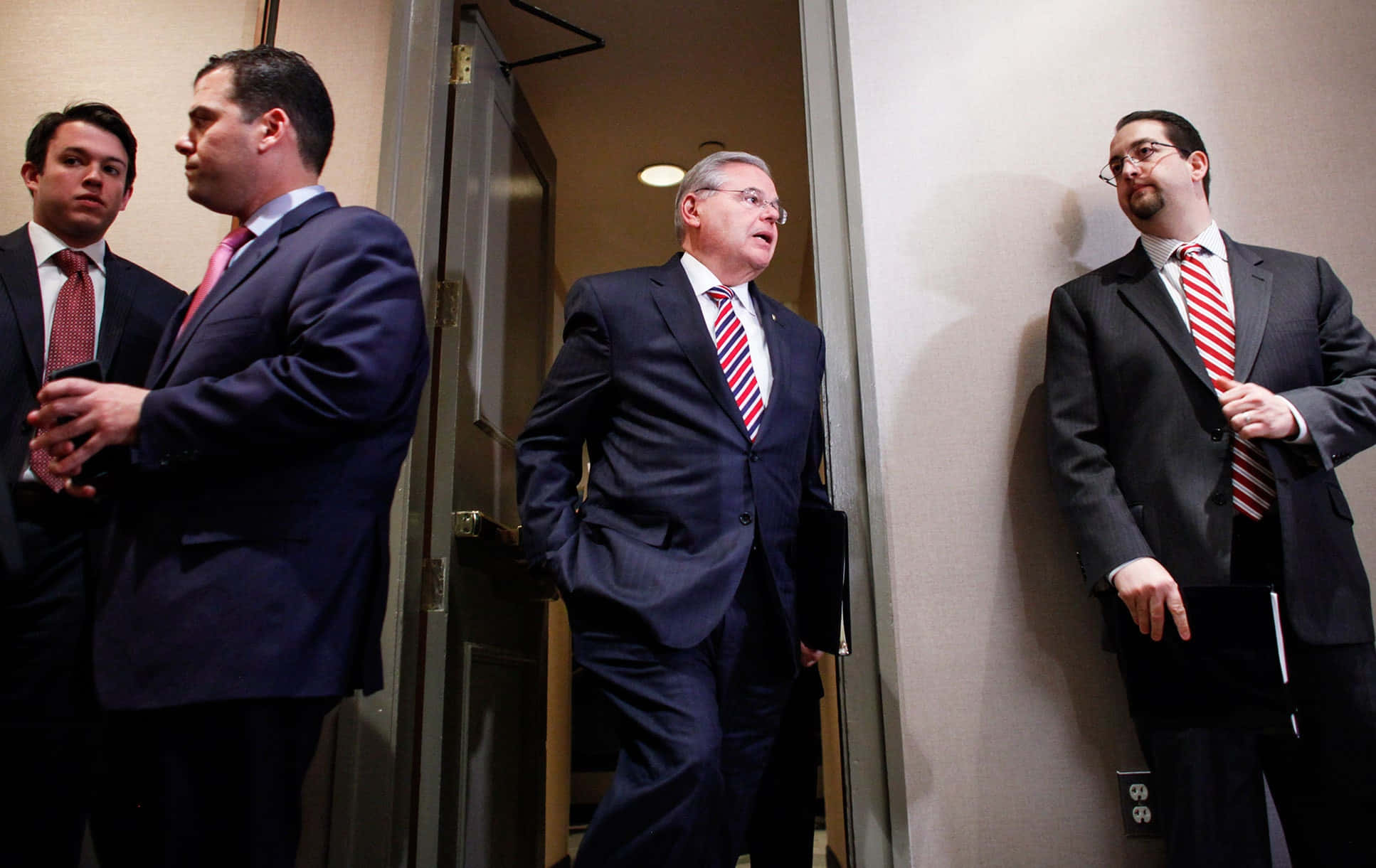 Robert Menendez, hallway, suits, Full HD Desktop Wallpaper