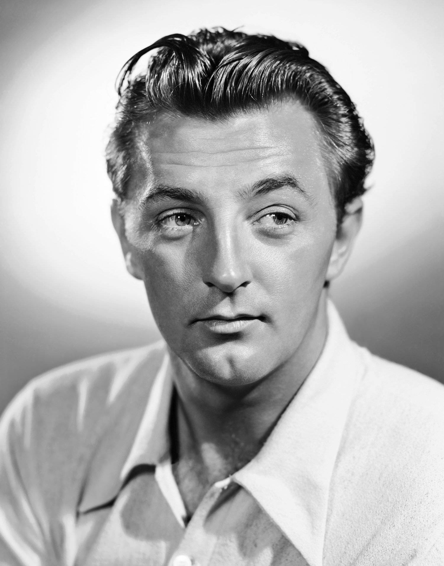 Robert Mitchum, white shirt, black and white, HD Phone Wallpaper