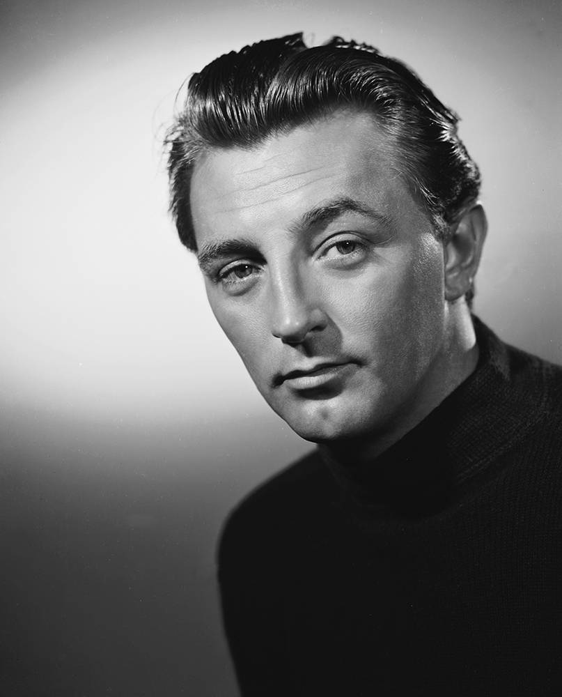Robert Mitchum, black and white, black shirt, SD Phone Wallpaper