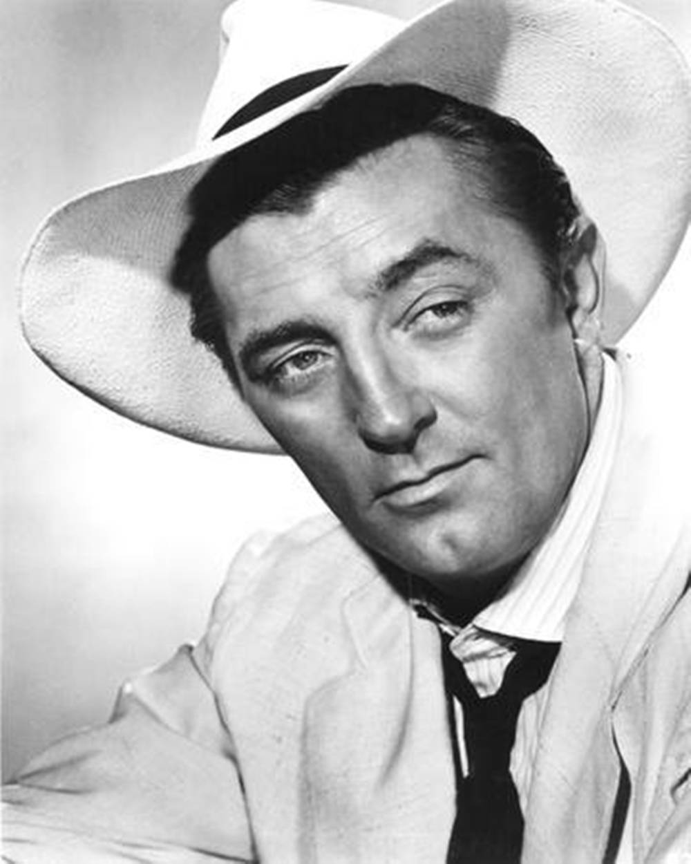 Robert Mitchum, black and white, cowboy hat, SD Phone Wallpaper