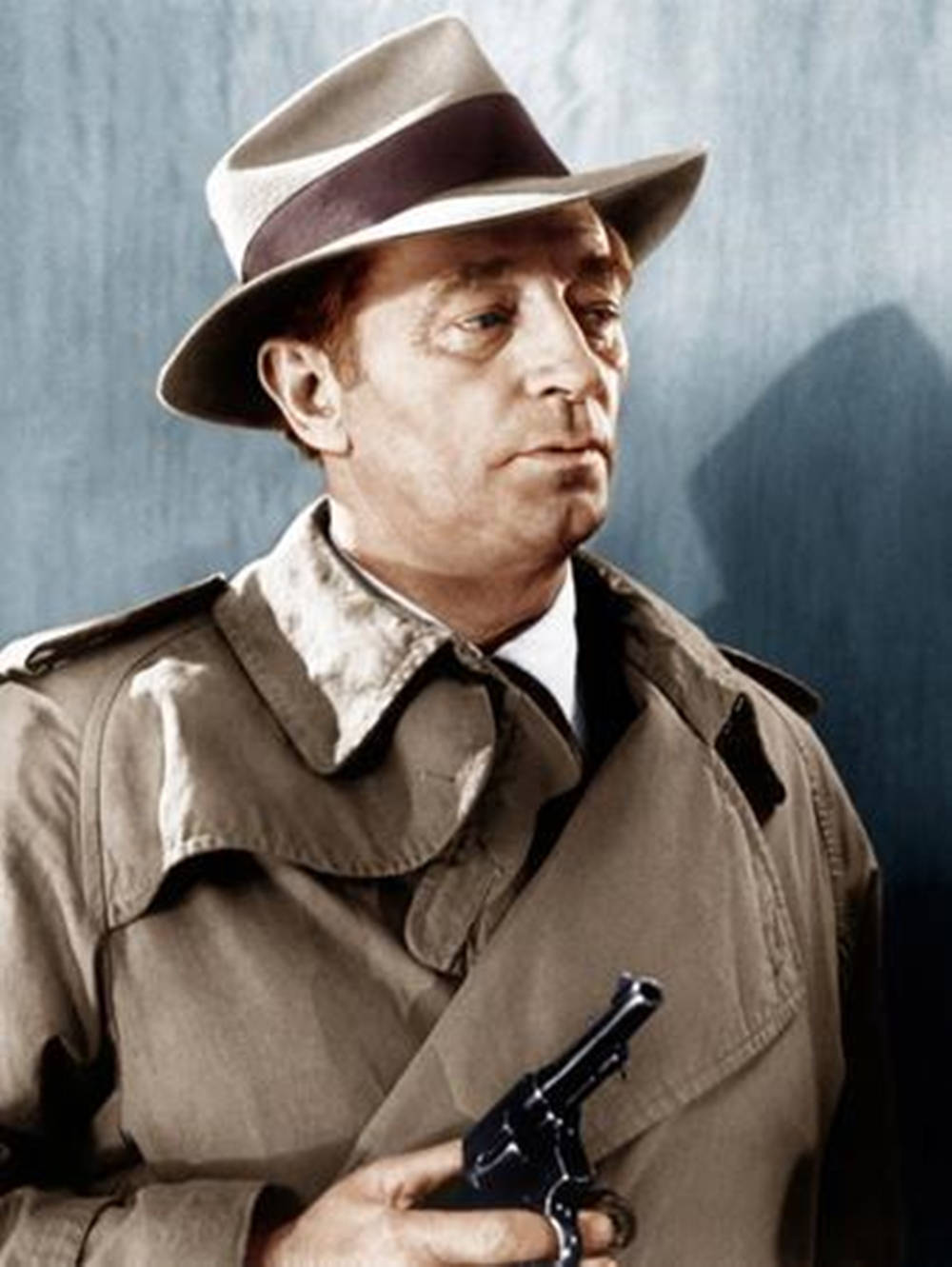 Robert Mitchum, fedora, trench coat, HD Phone Wallpaper