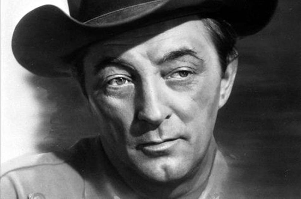 Robert Mitchum, cowboy hat, black and white portrait, SD Desktop Wallpaper