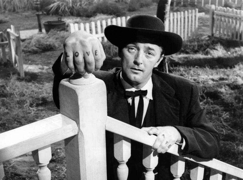 Robert Mitchum, black and white, bowler hat, SD Desktop Wallpaper