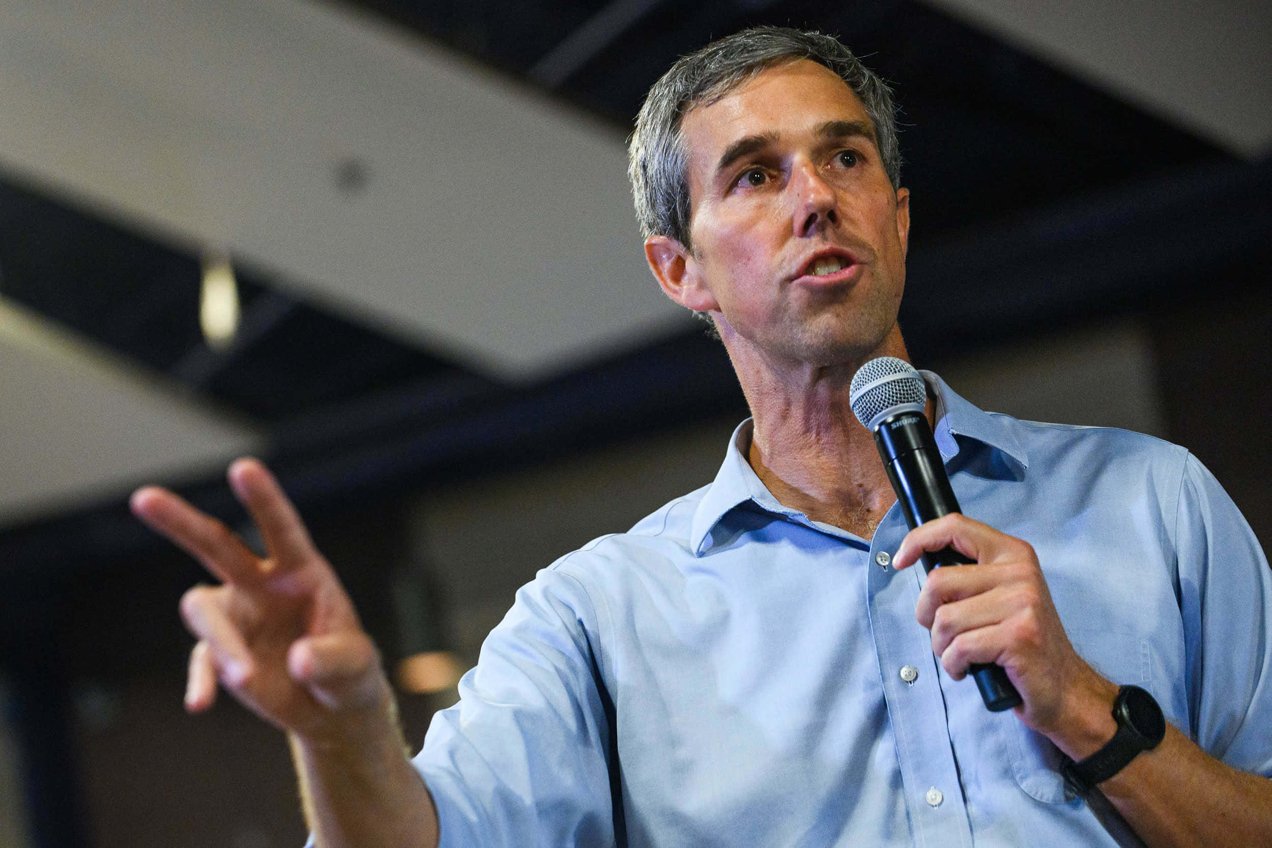 Robert O'Rourke, campaign event, light blue shirt, Full HD Desktop Wallpaper