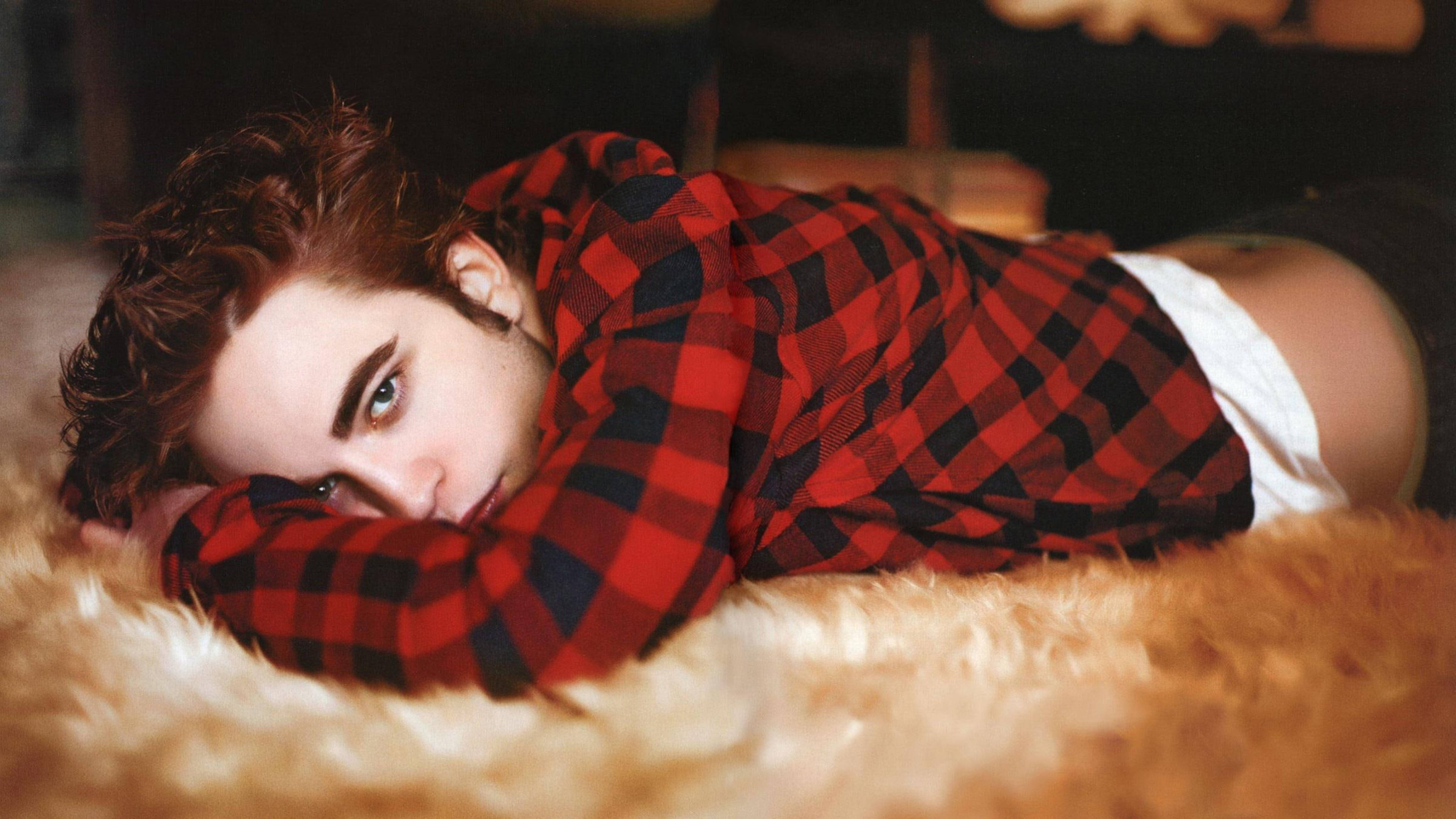Robert Pattinson, Twilight, red and black plaid shirt, 4K Desktop Wallpaper