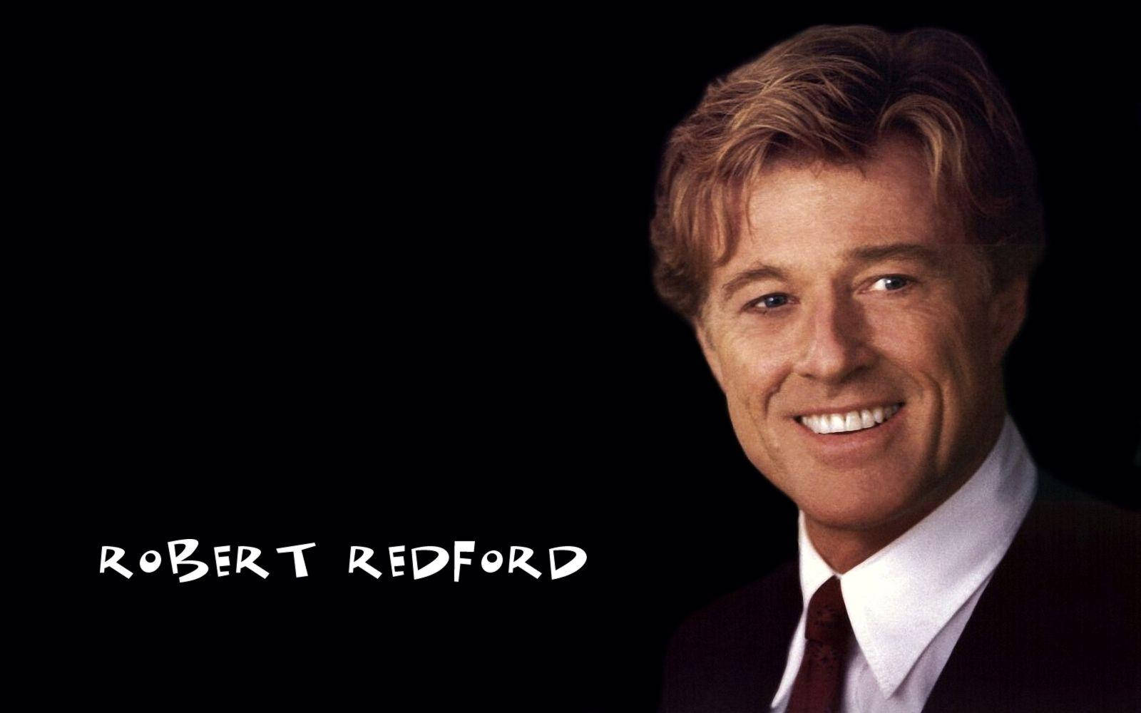 Robert Redford, black background, white handwritten text, HD Desktop Wallpaper