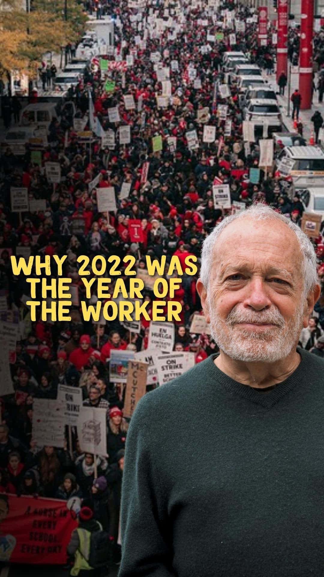 Robert Reich, beard, red-clad protest, Full HD Phone Wallpaper