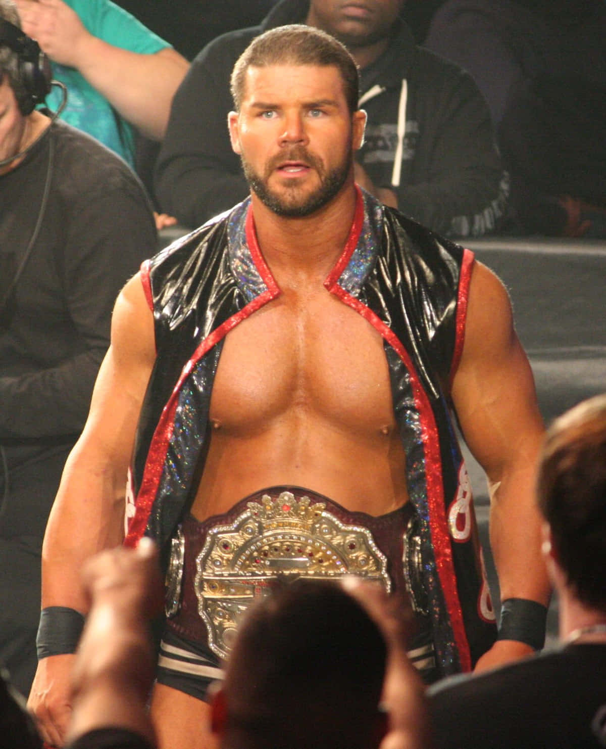 Robert Roode, black and red vest, championship belt, HD Phone Wallpaper