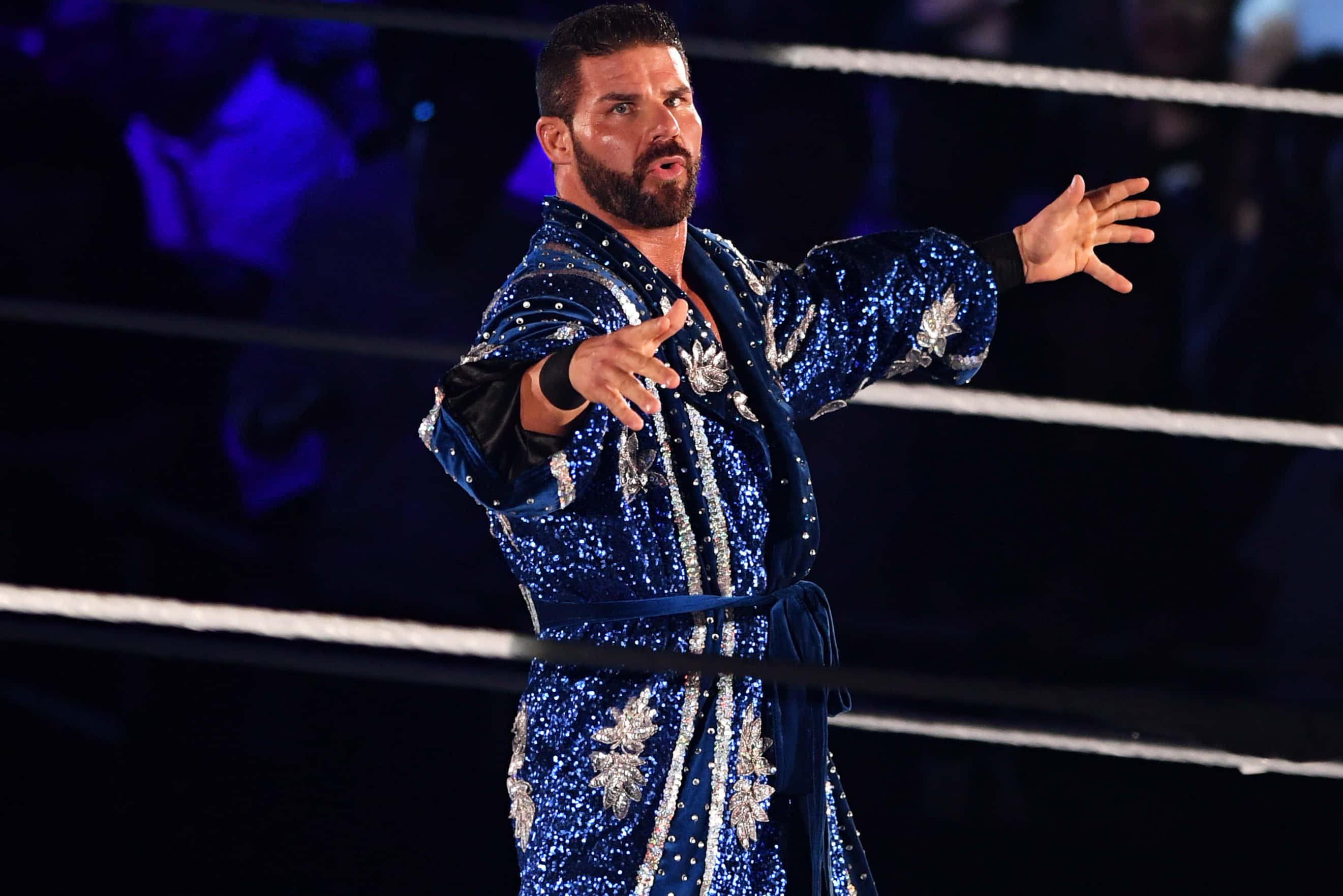 Robert Roode, glittering blue rope, sparkling blue robe, 2K Desktop Wallpaper
