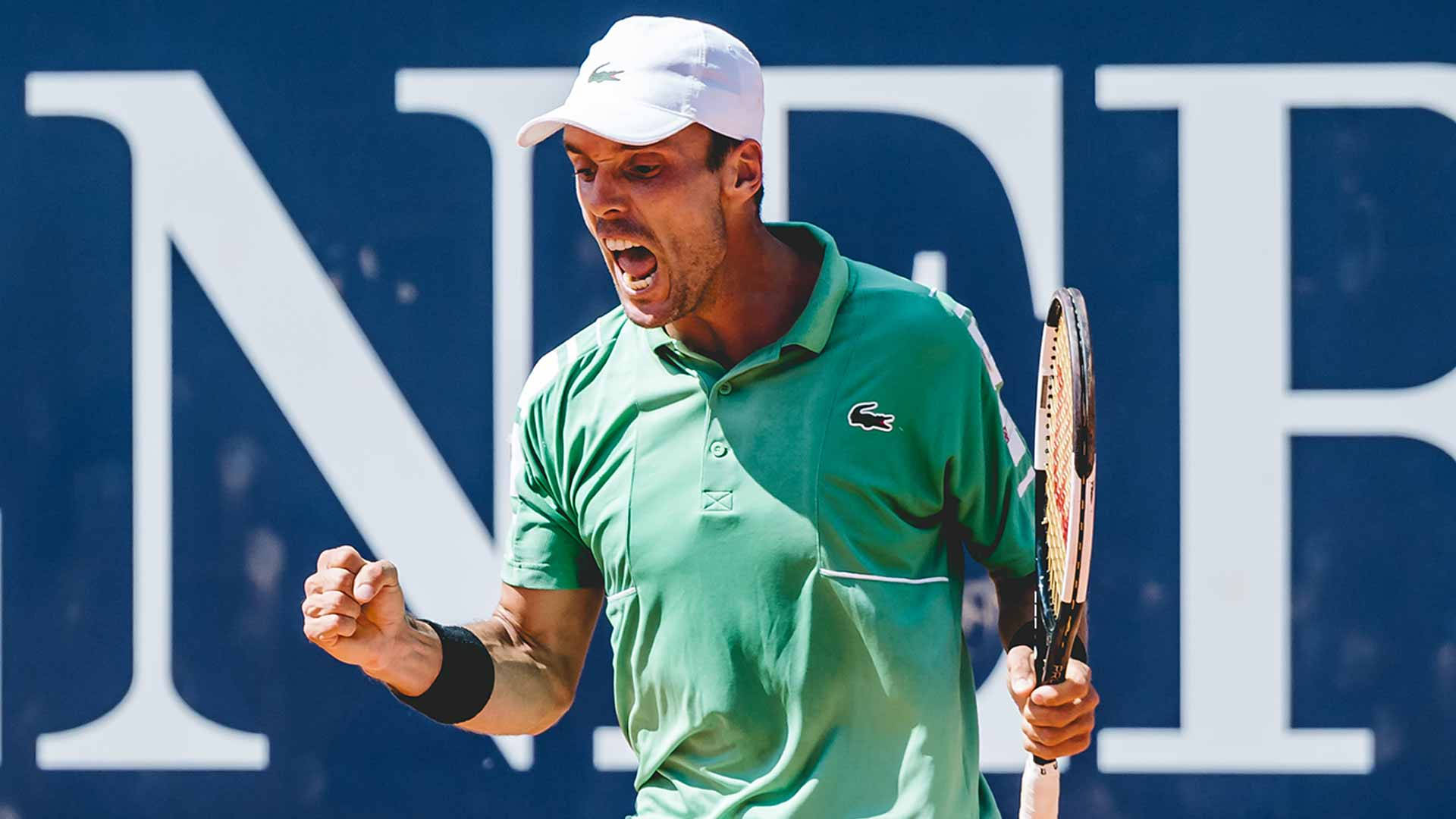 Roberto Bautista Agut, green shirt, white cap, Full HD Desktop Wallpaper