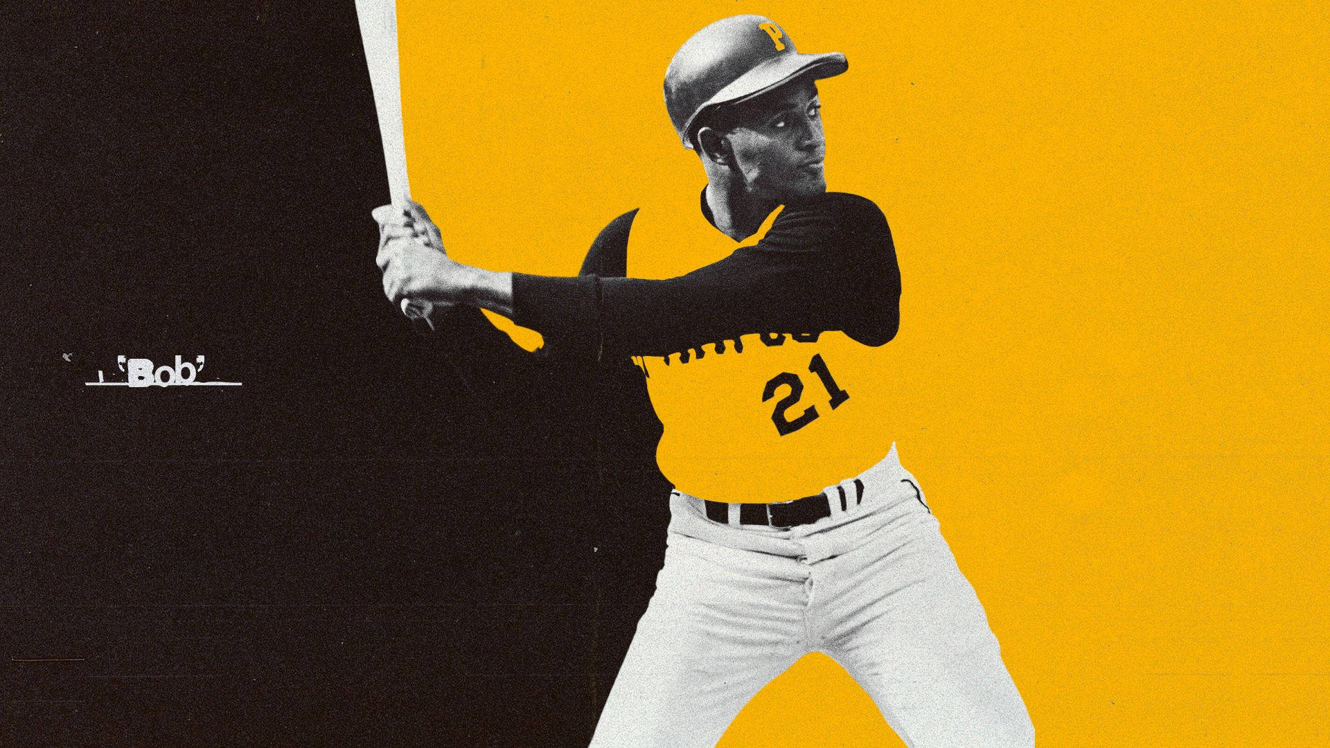 Roberto Clemente, yellow and black uniform, black and yellow split background, Full HD Desktop Wallpaper