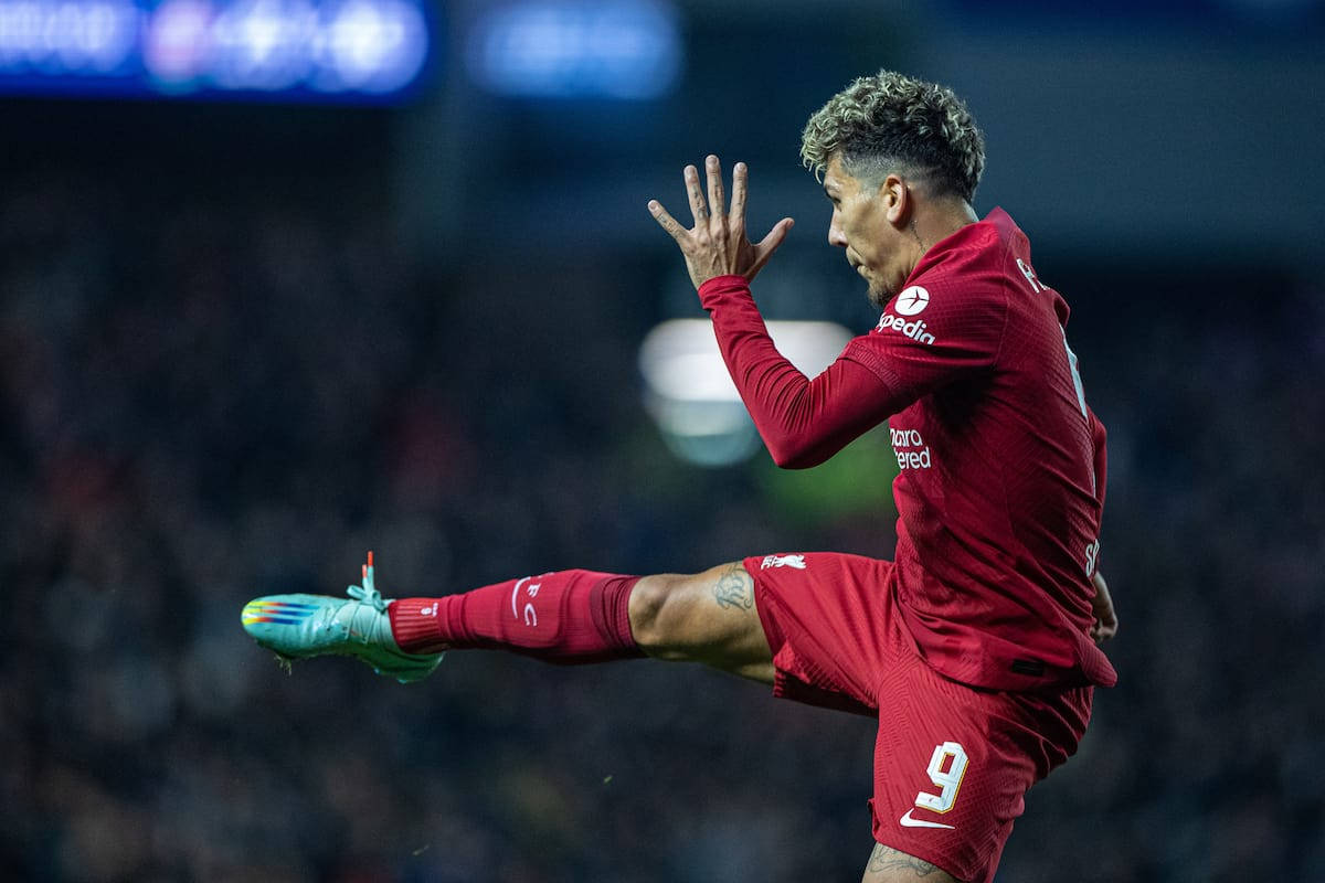 Roberto Firmino, red jersey, stadium lights, SD Desktop Wallpaper