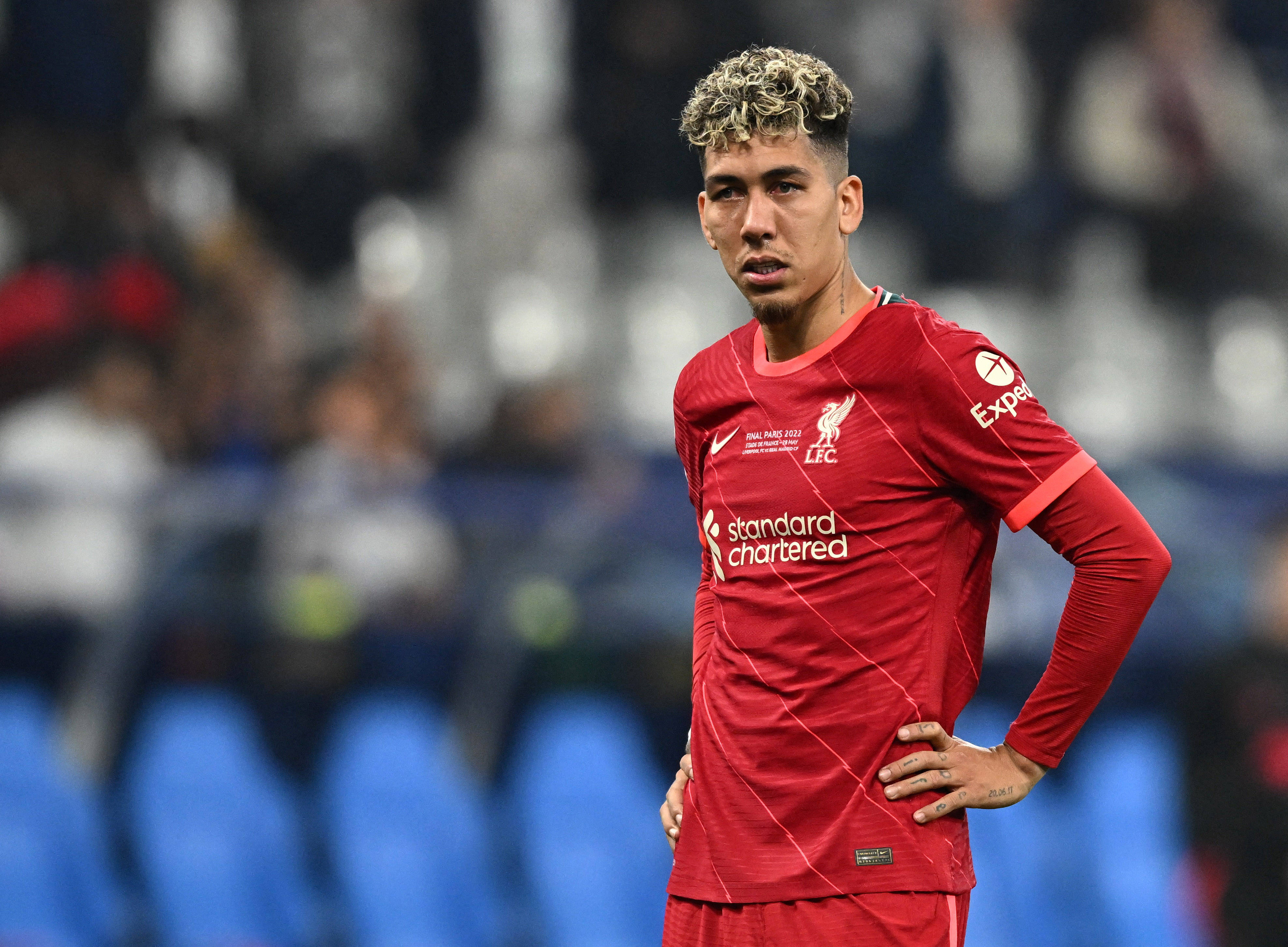 Roberto Firmino, red Liverpool jersey, stadium pitch, 4K Desktop Wallpaper