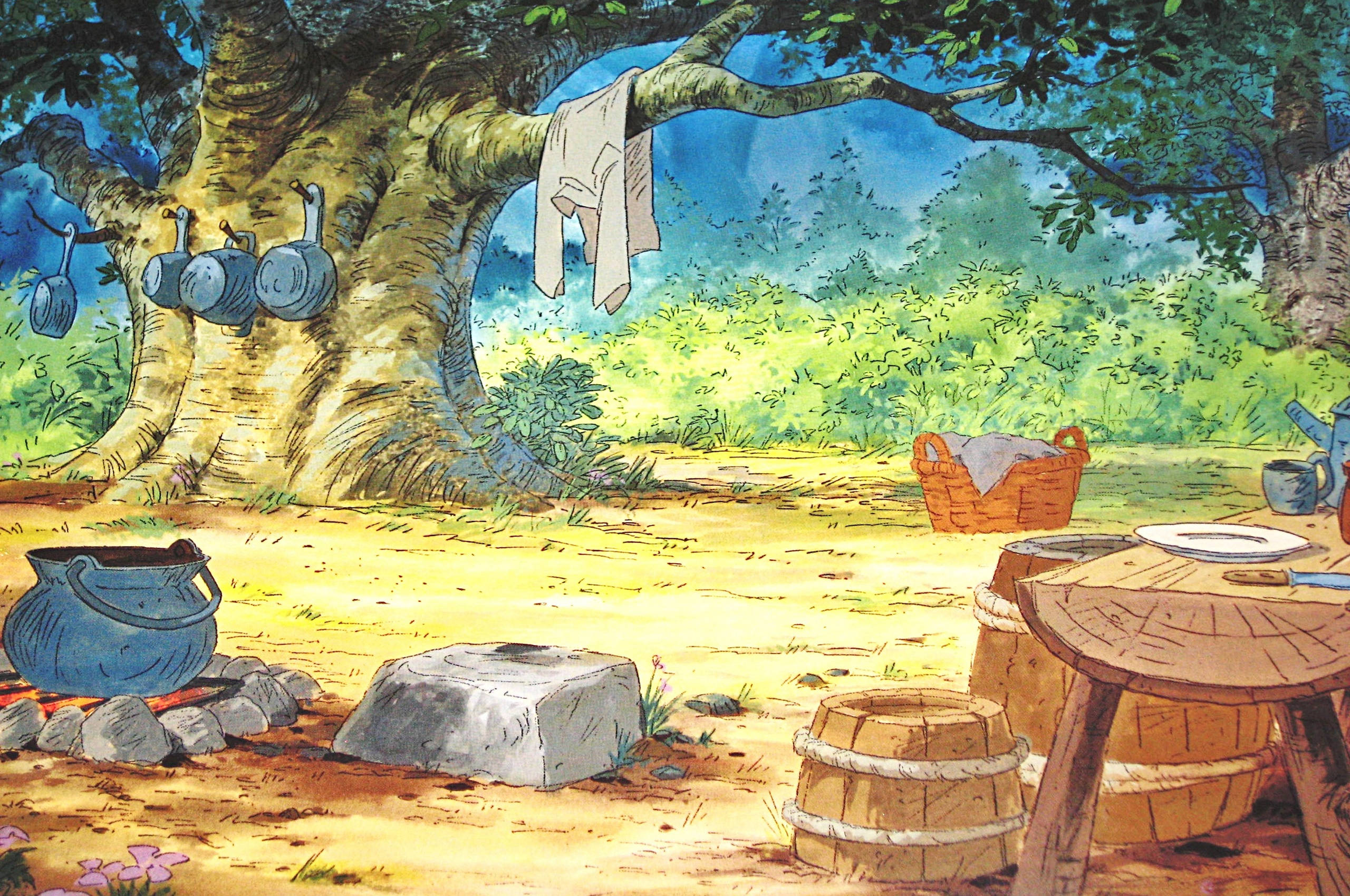 Robin Hood, cartoon, forest clearing, 2K Desktop Wallpaper