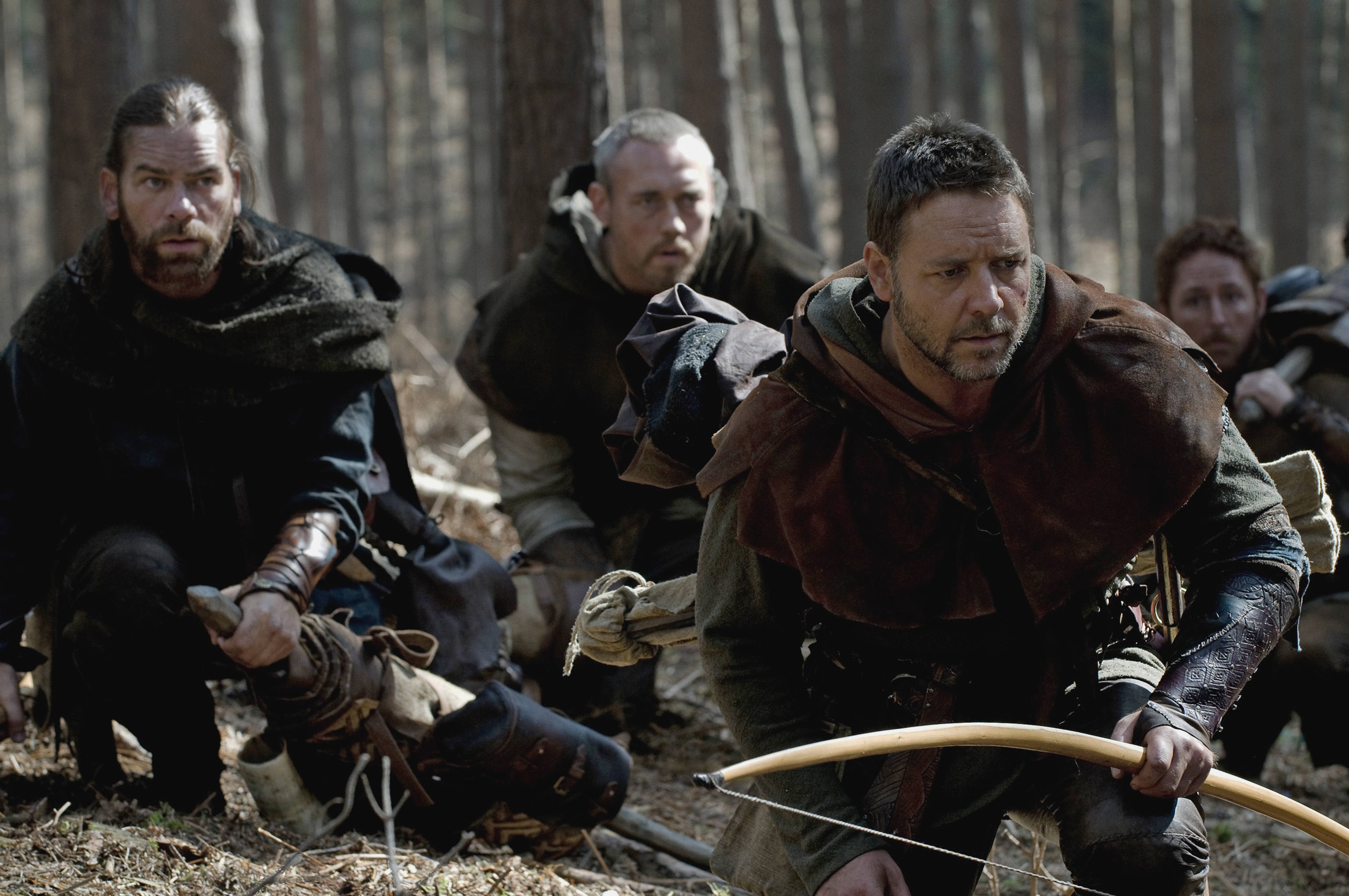 Robin Hood, friends, sunlit forest, 2K Desktop Wallpaper