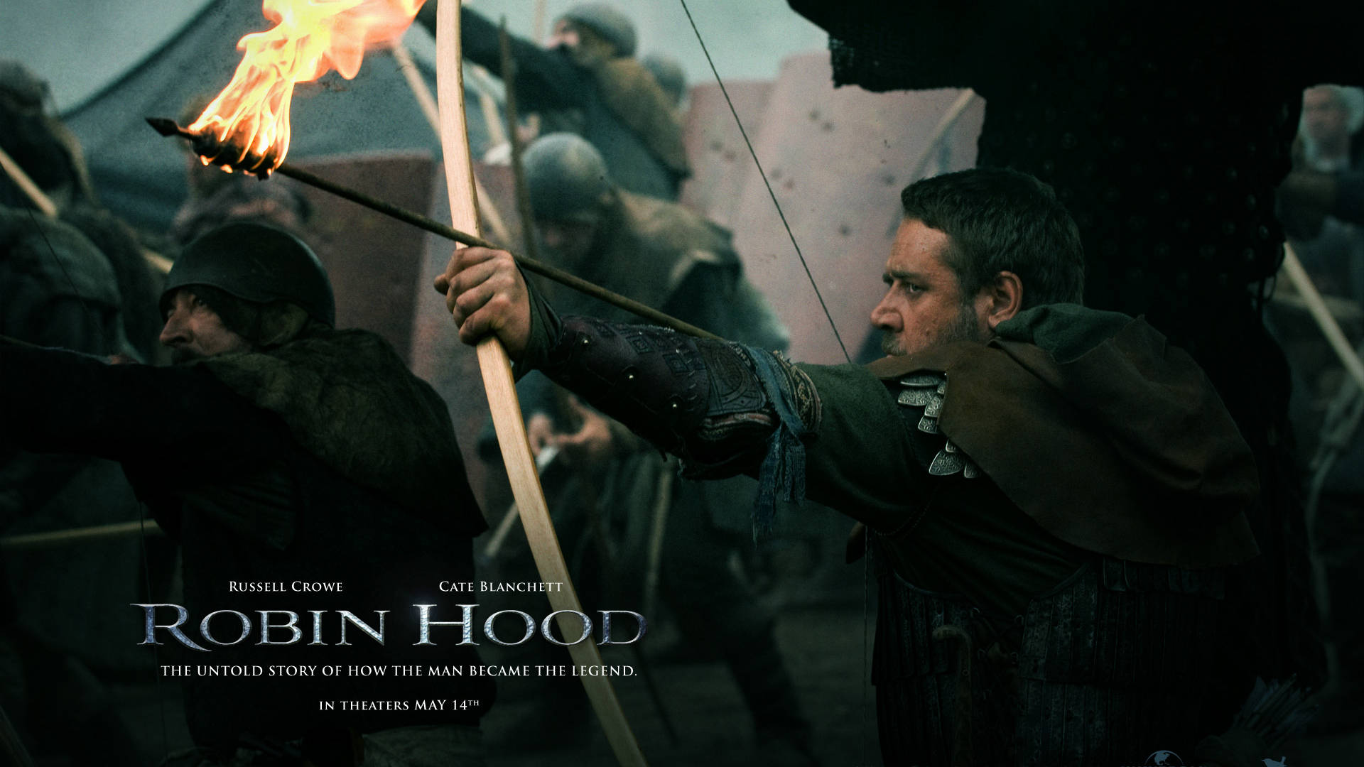 Robin Hood, flaming arrow, medieval archer, Full HD Desktop Wallpaper