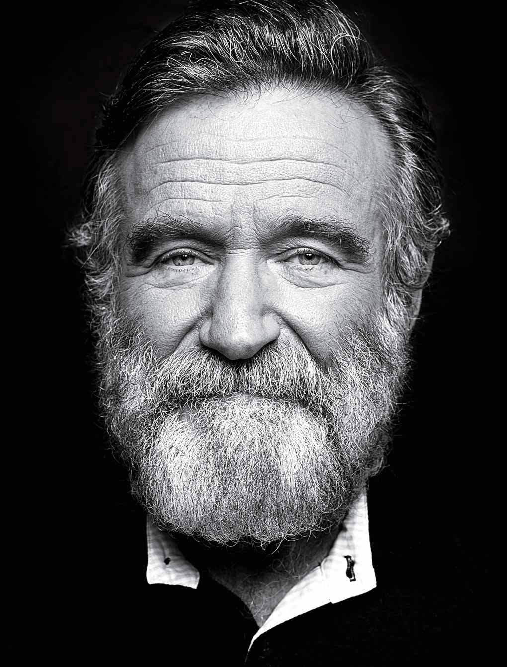 Robin Williams, black and white portrait, bearded man, HD Phone Wallpaper