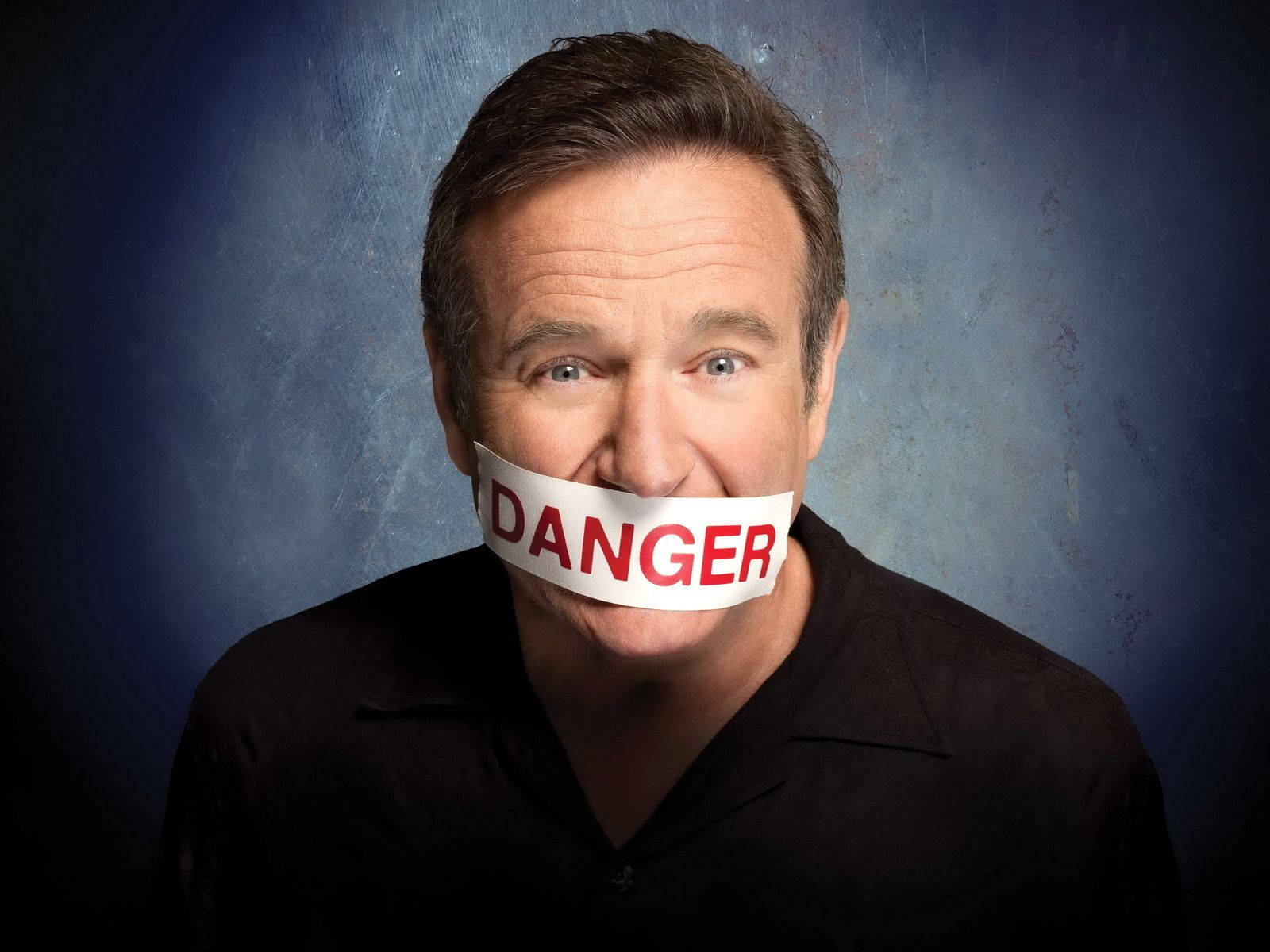Robin Williams, DANGER, black shirt, HD Desktop Wallpaper