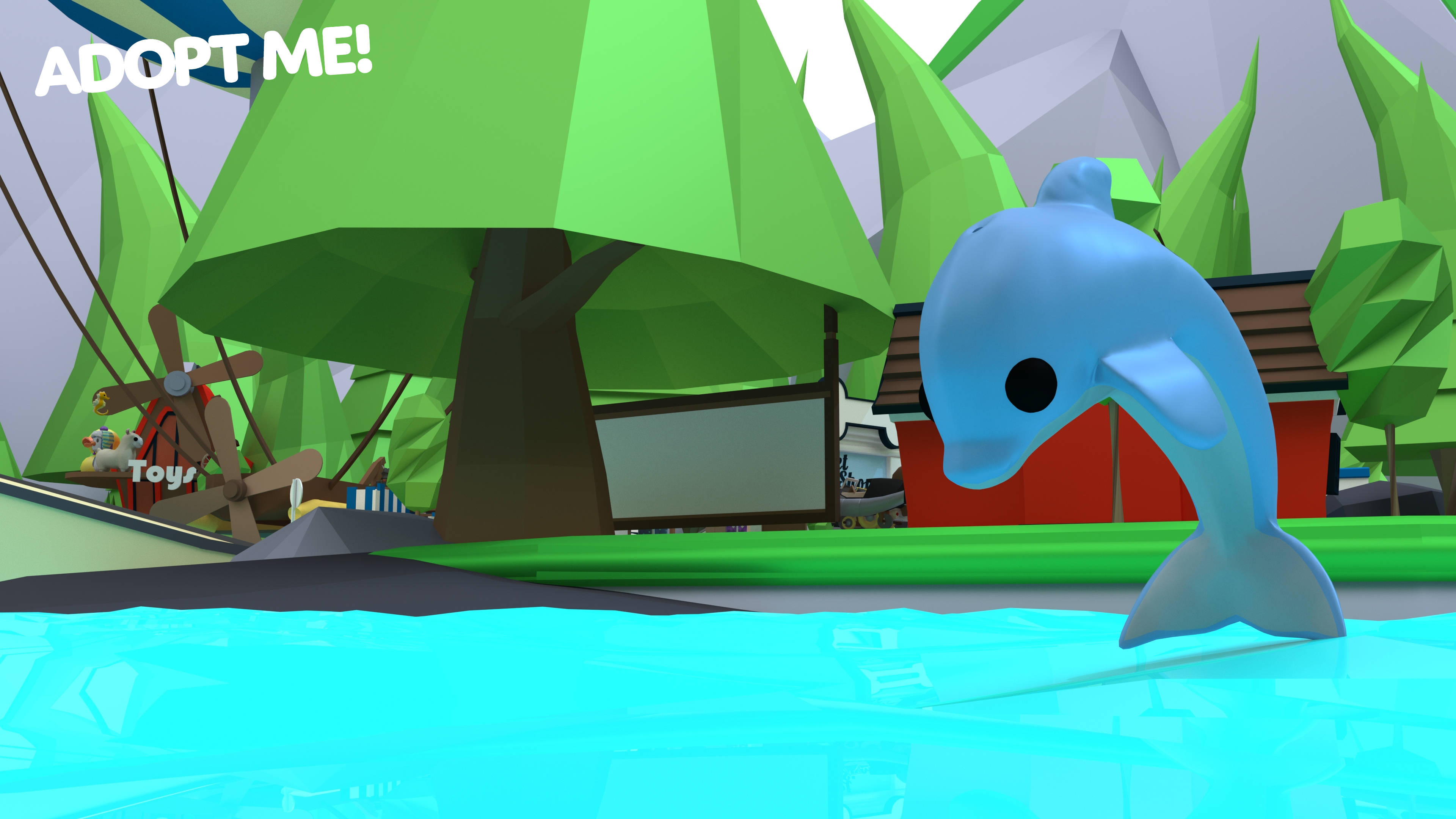Roblox Adopt Me, dolphin, blue, 4K Desktop Wallpaper