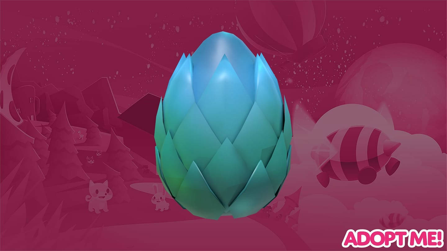 Roblox Adopt Me, mythic egg, glowing blue-green spiky egg, HD Desktop Wallpaper